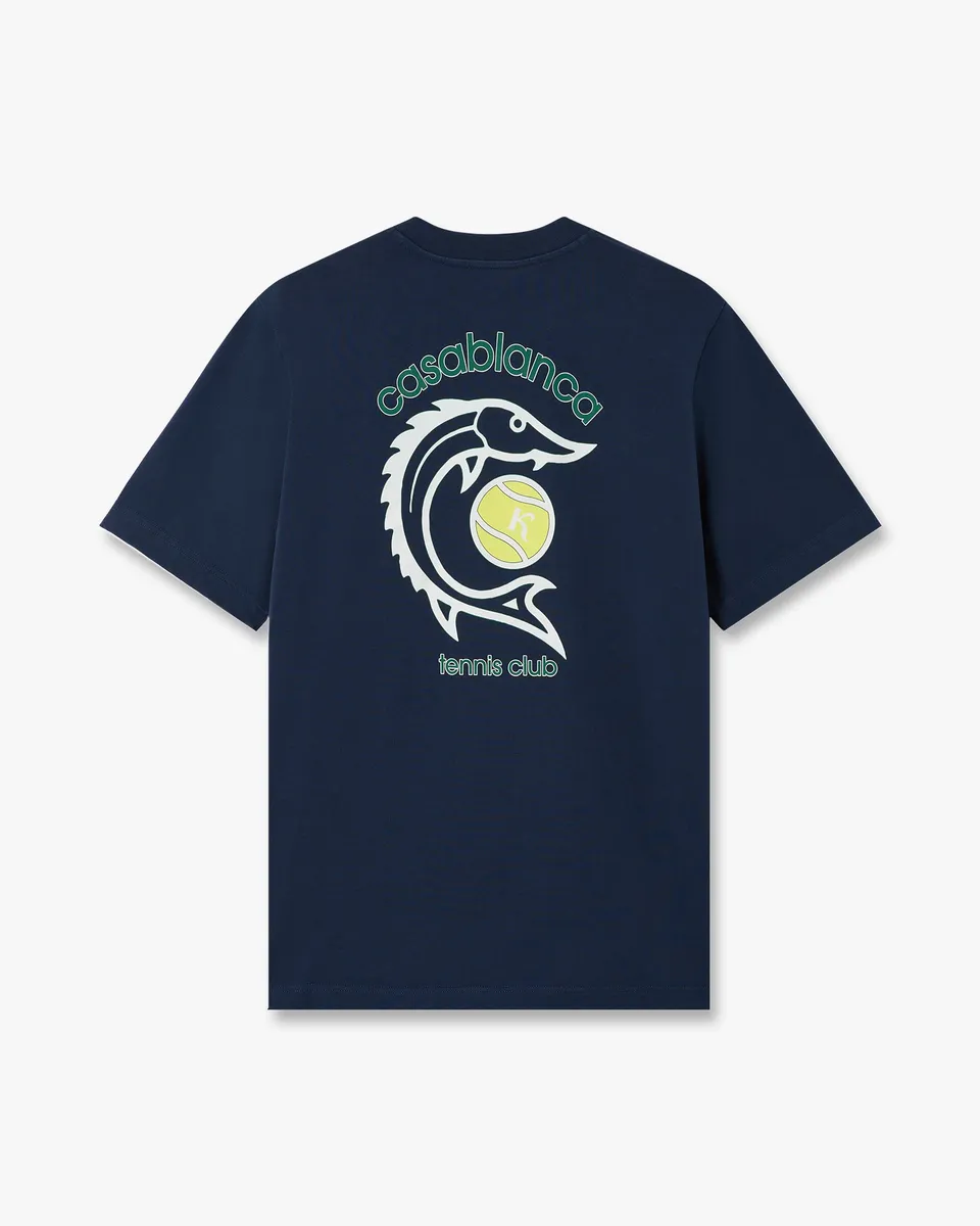 Casablanca Casa Kaspia T-Shirt Cotone Blu Navy