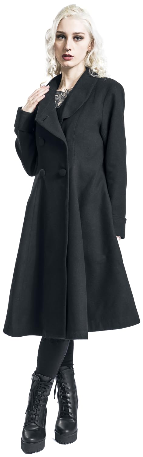 Gothicana by EMP Cappotto Nero Doppia Abbottonatura Taglia L