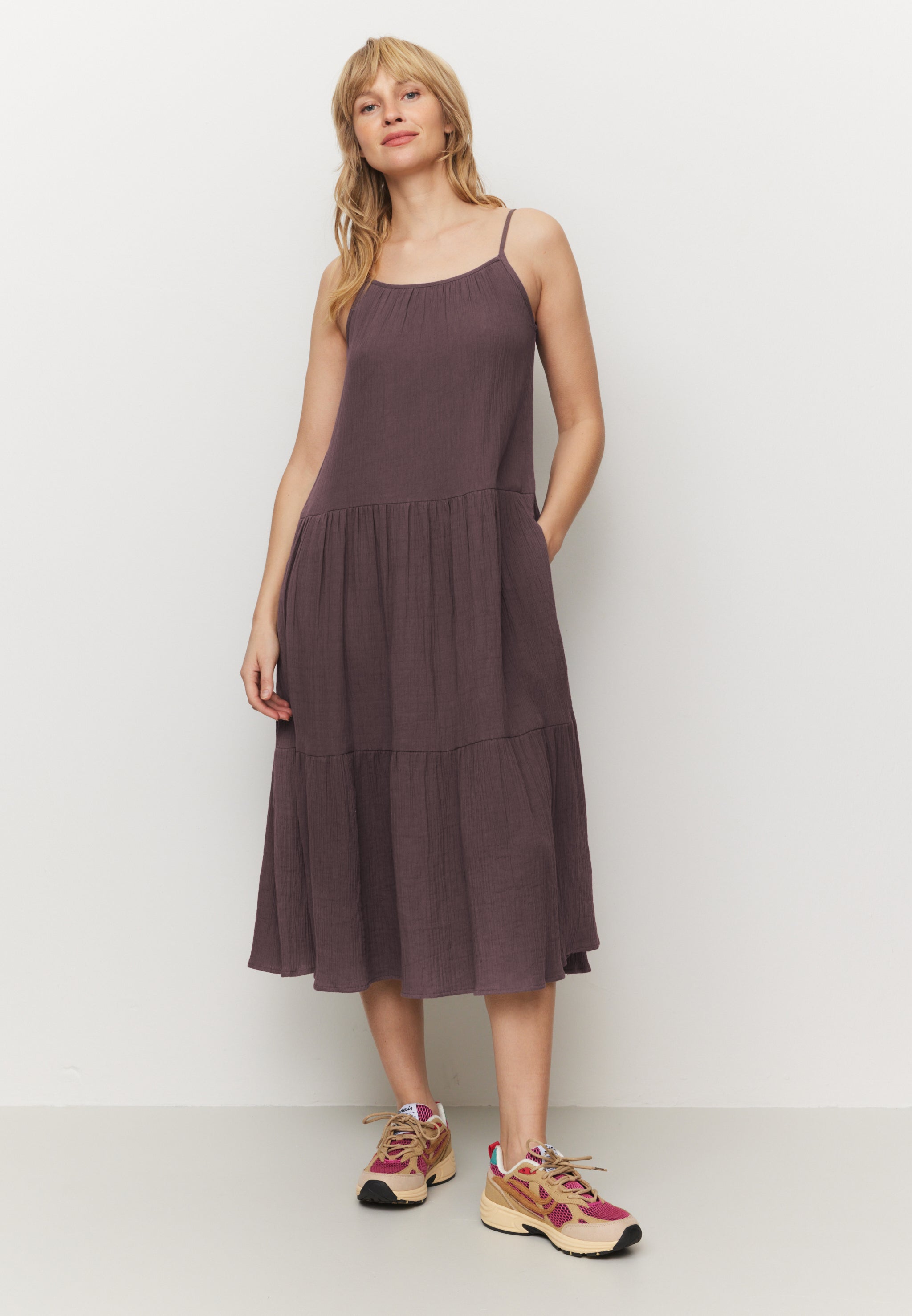 Recolution Felicia abito mussola cotone bio mystic grape