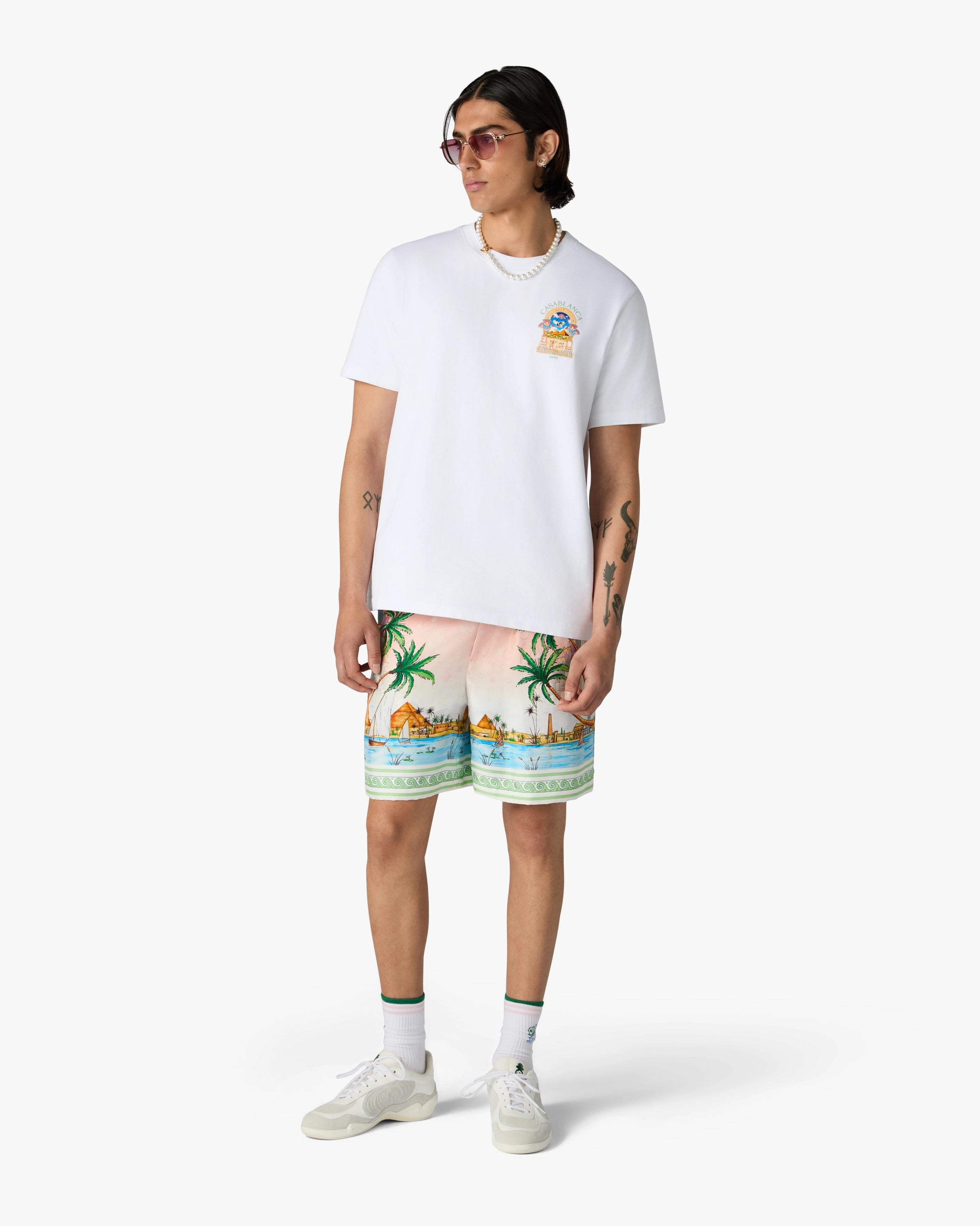 Casablanca Egyptian LArche t-shirt bianca cotone