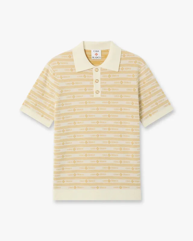 Casablanca Logo polo uomo beige lana merino