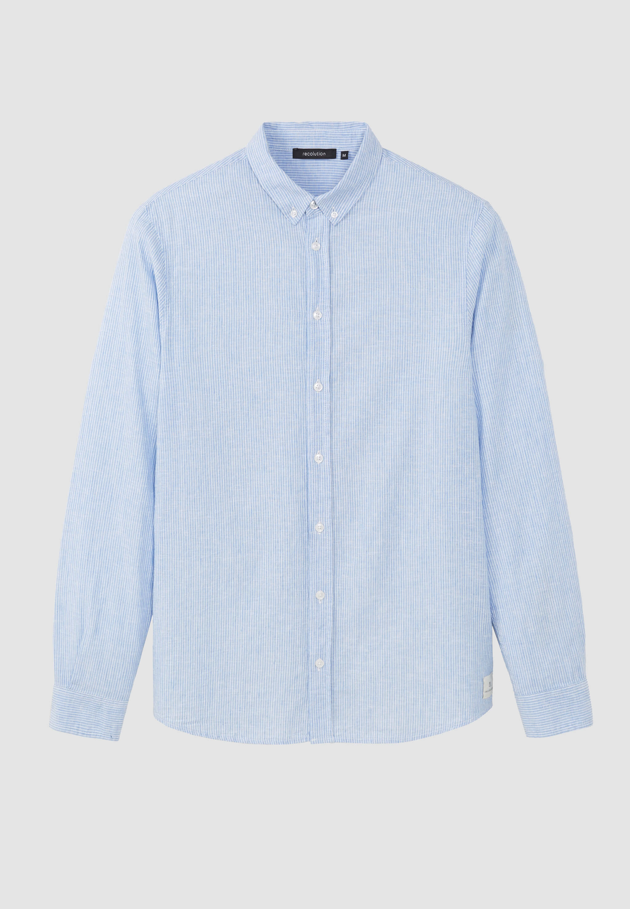 Recolution Yew Stripes camicia blue lino e cotone bio