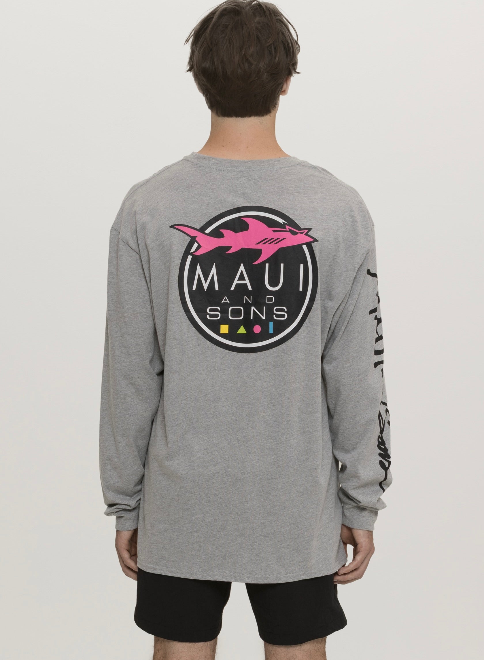Maui and Sons Classic Shark Logo maglia manica lunga grigia