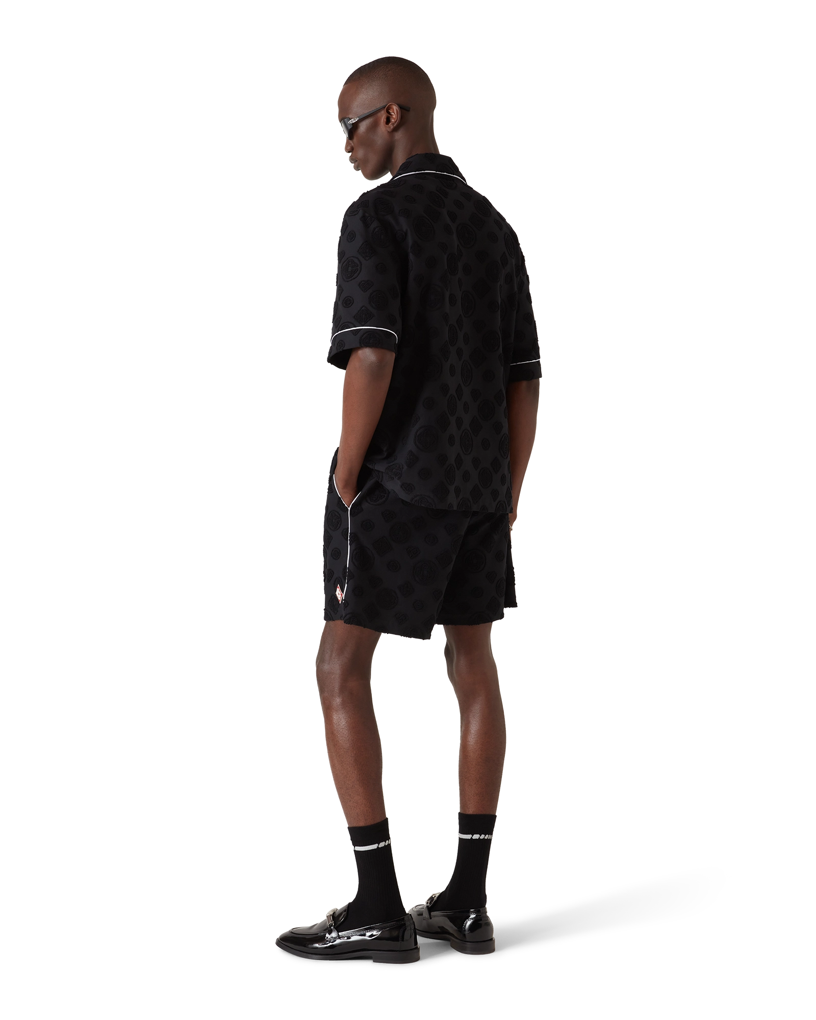 Casablanca Monogram Shorts pantaloncini neri spugna