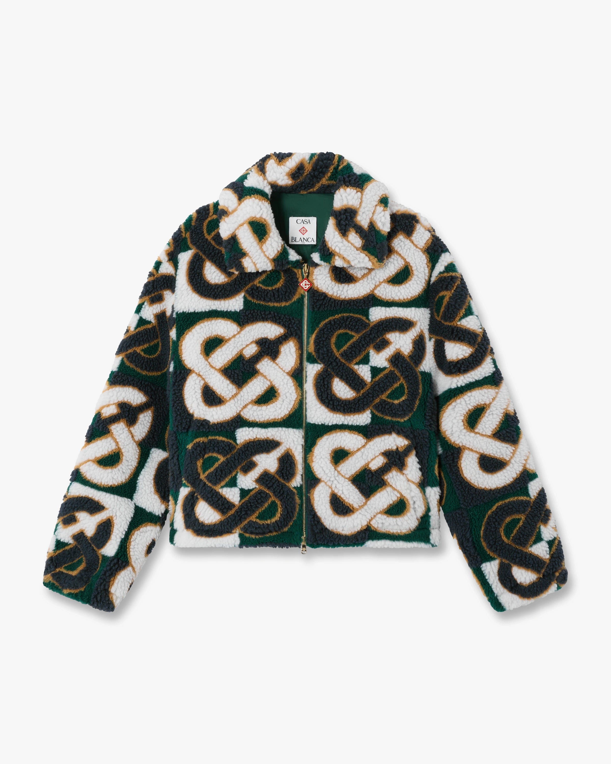 Casablanca Check Monogram giacca pile verde lana mohair
