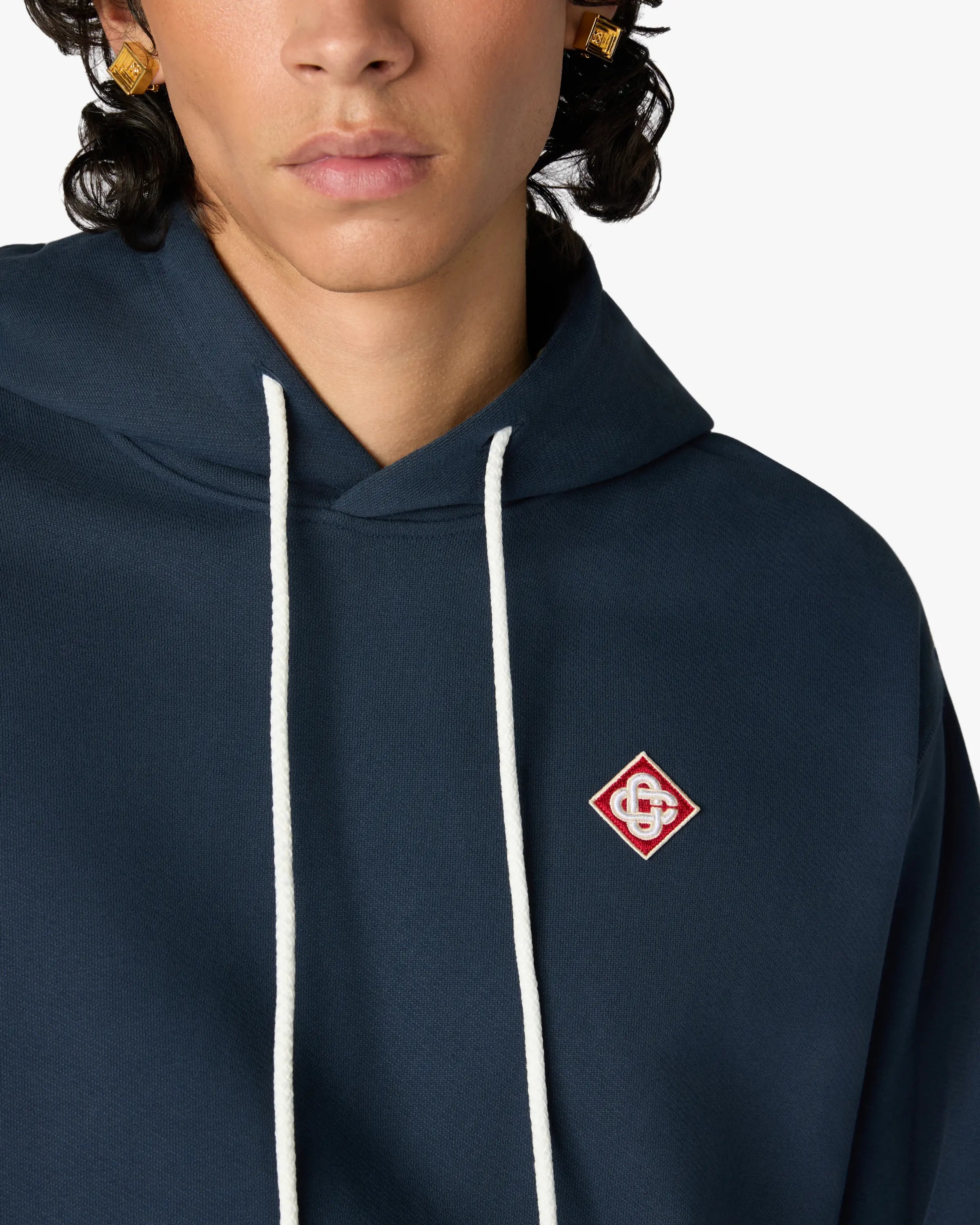 Casablanca Diamond Logo felpa cappuccio cotone blu navy
