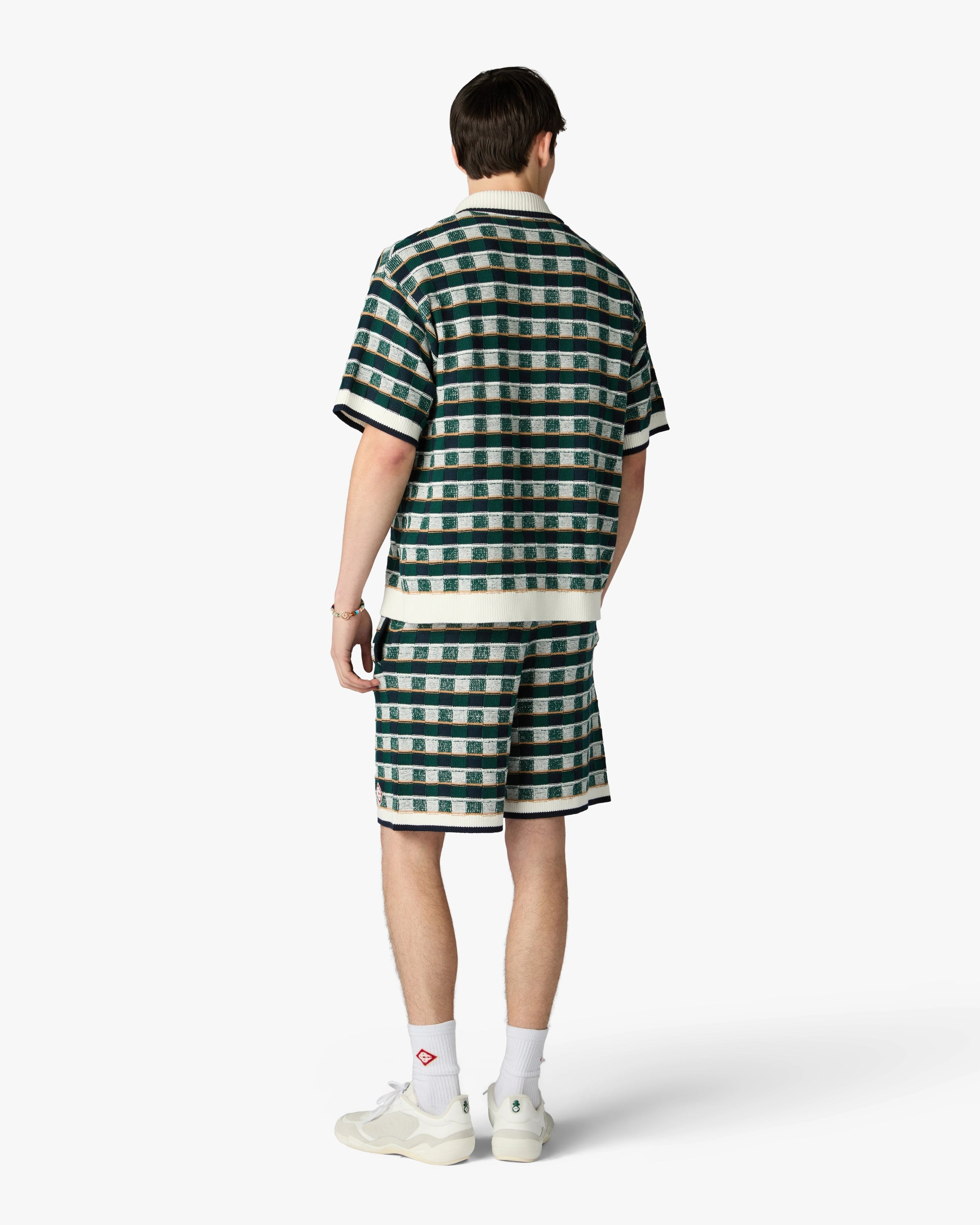 Casablanca Mosaic camicia crochet verde manica corta