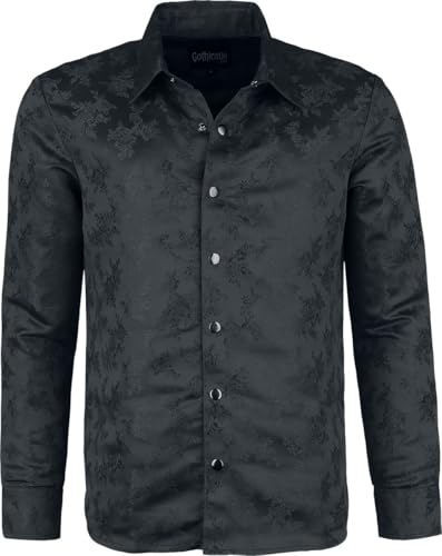 Gothicana by EMP Camicia nera uomo L rose maniche lunghe