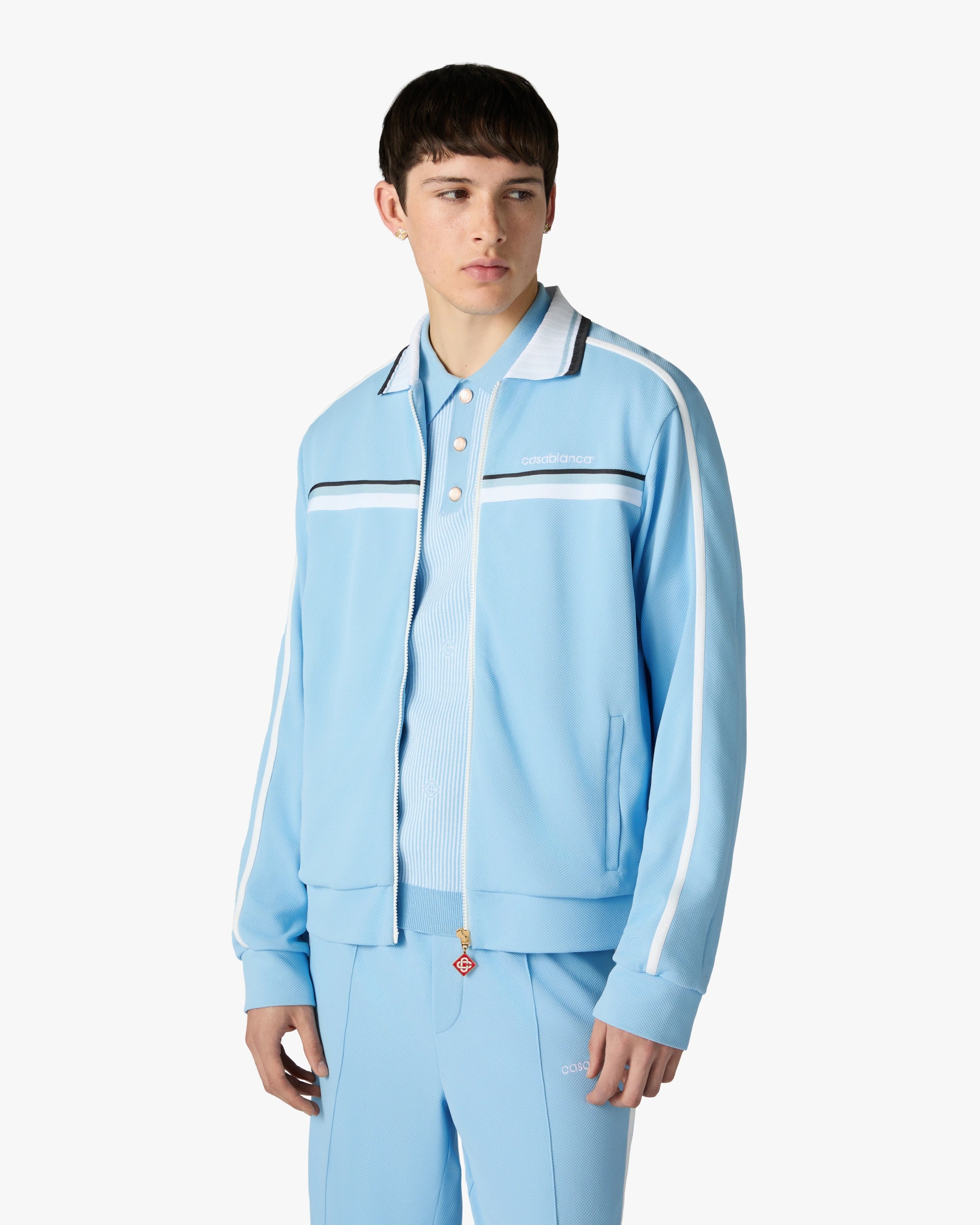 Casablanca Pale Blue Pique giacca tuta azzurra uomo