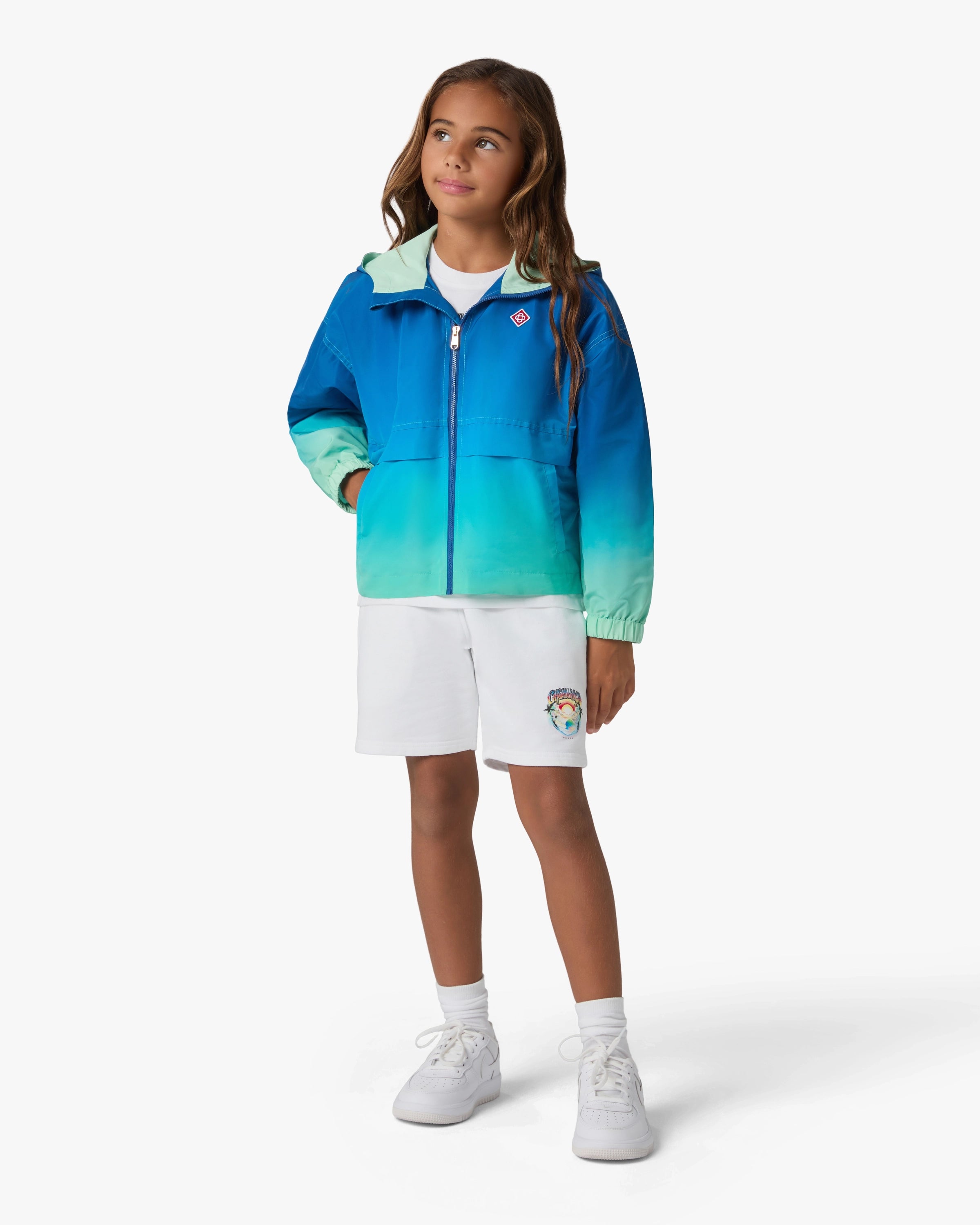 Casablanca Gradient giacca bambino blu verde con cappuccio