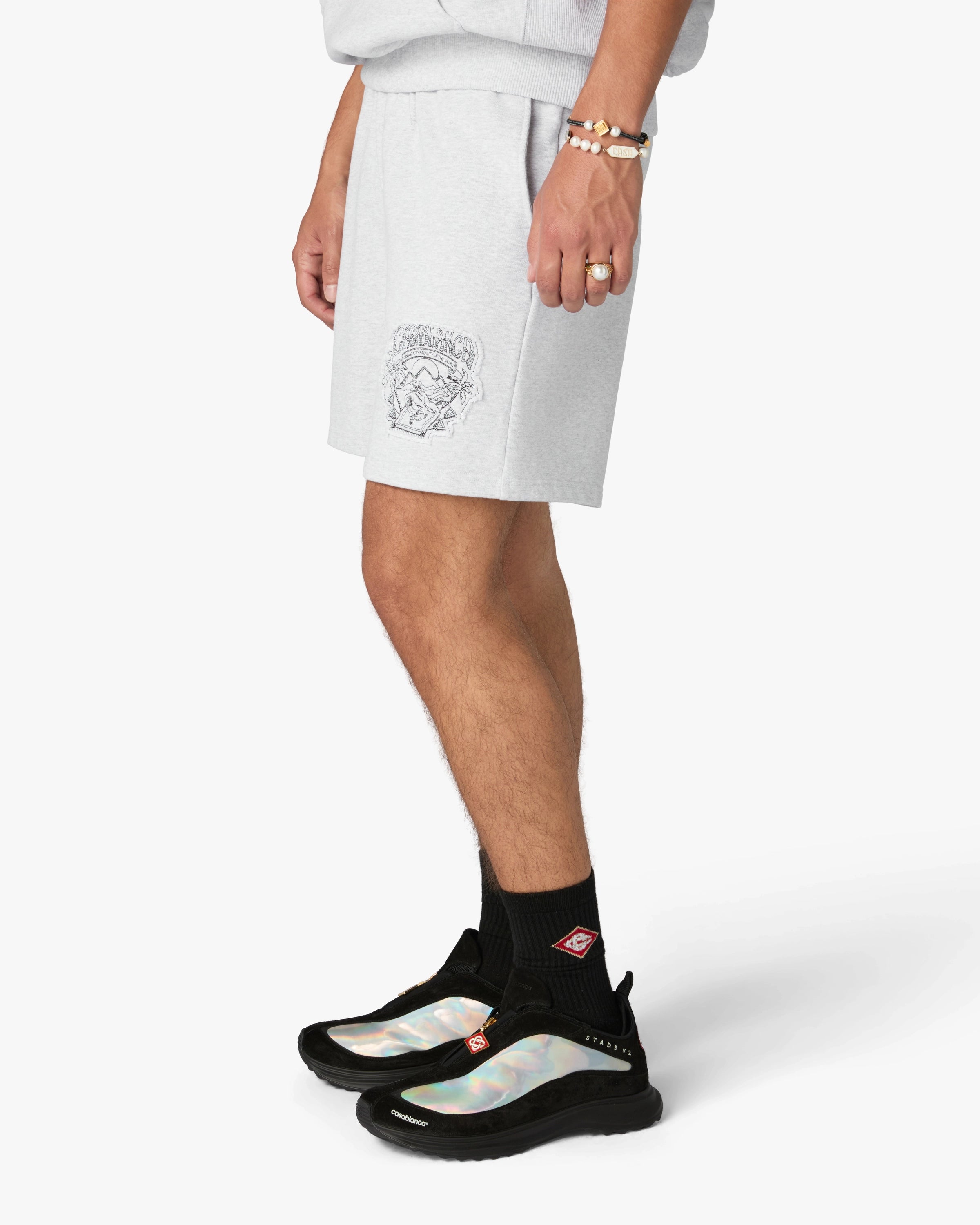 Casablanca Stade Zip sneakers nere argento pelle