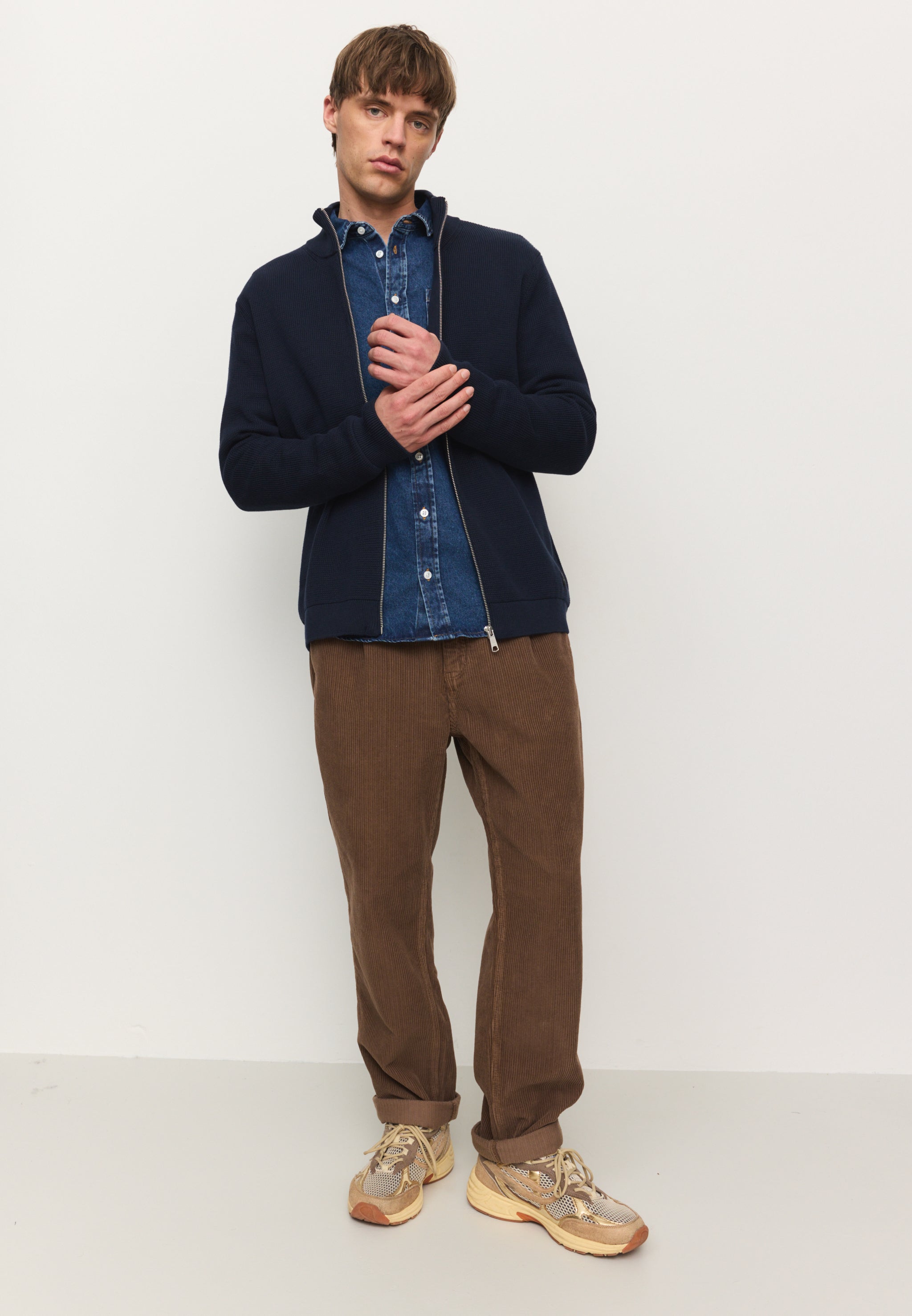 Recolution Tarragon cardigan uomo blu cotone bio