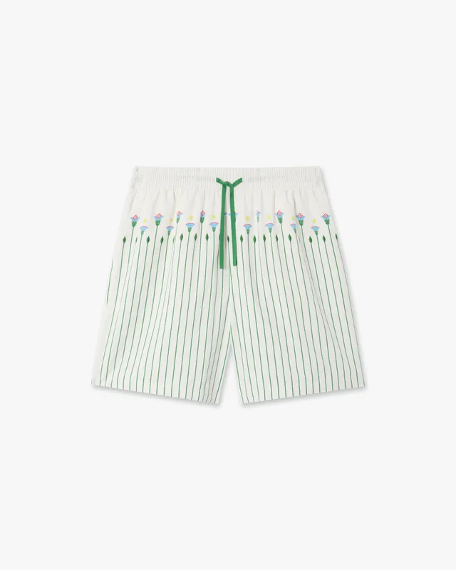 Casablanca Floral Stripe shorts verdi lino