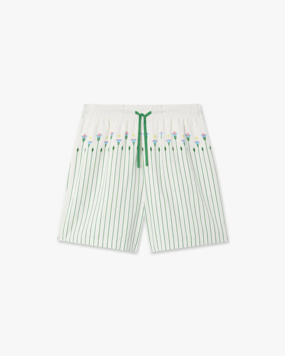 Casablanca Floral Stripe shorts verdi lino