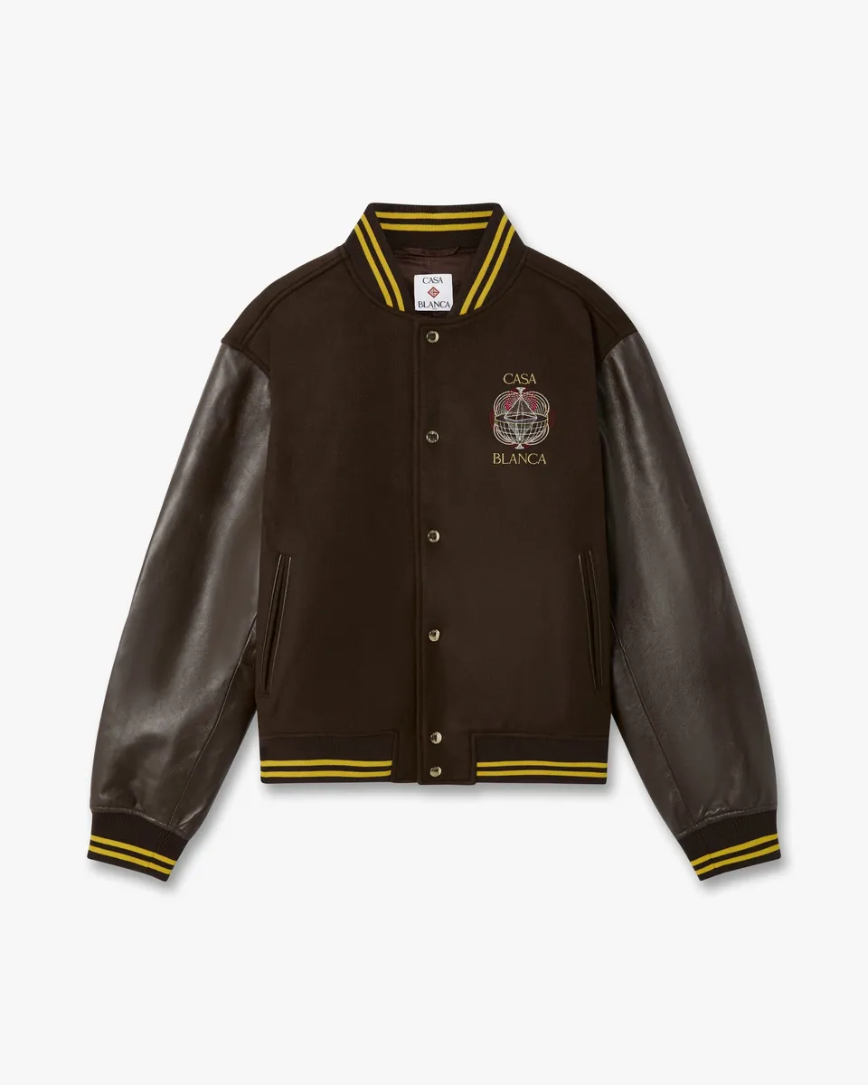 Casablanca Celestial Pyramid giacca varsity marrone lana