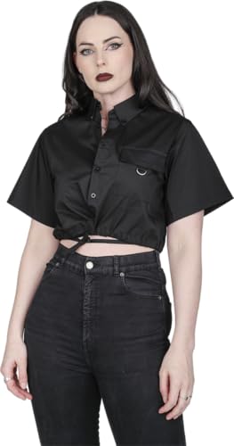 Gothicana Vailed in Darkness blusa nera L donna gotica