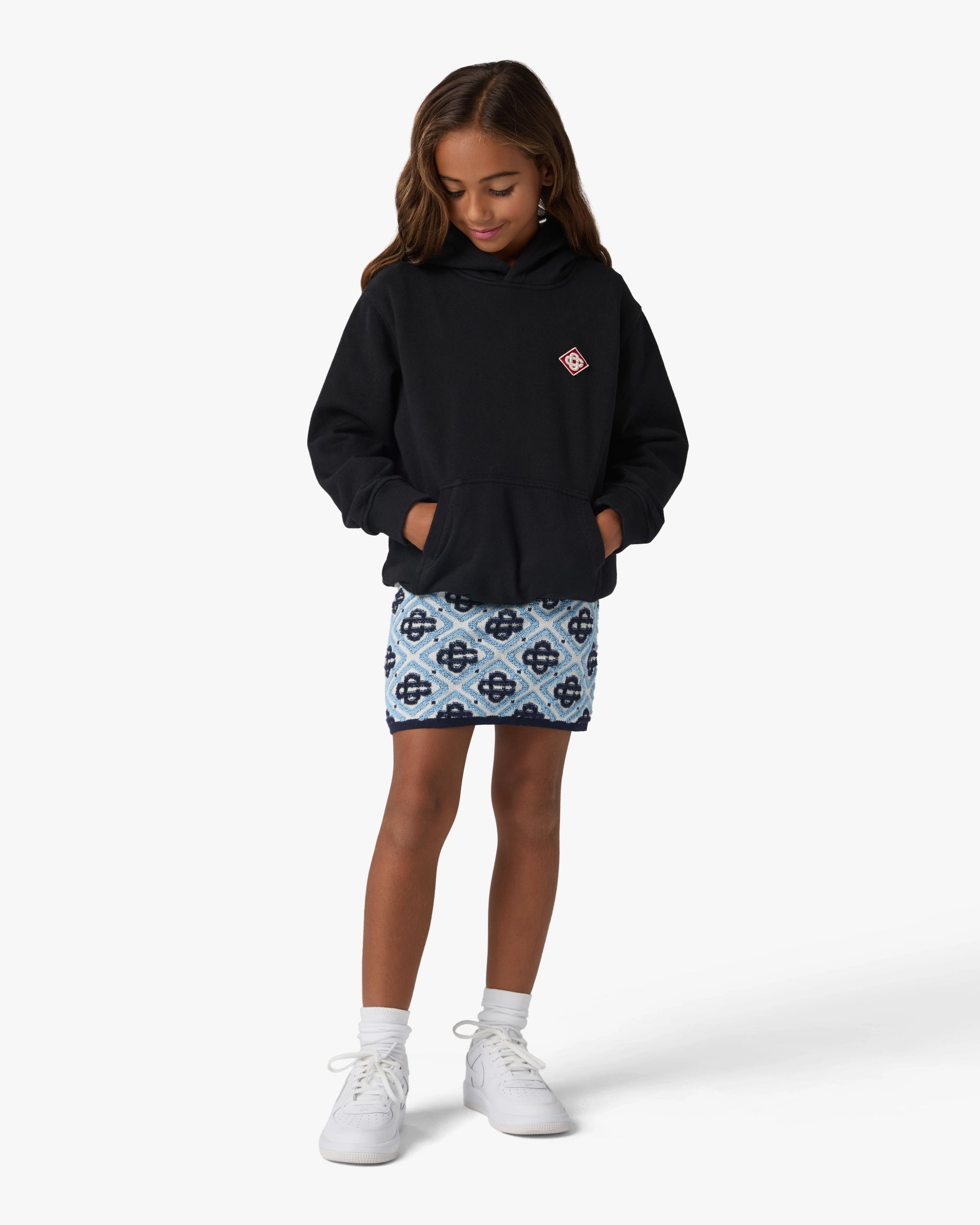 Casablanca Diamond Logo felpa cappuccio nera bambino cotone