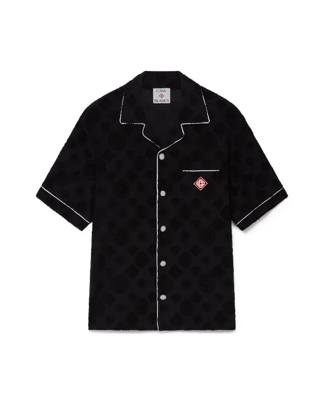 Casablanca Monogram camicia uomo nera spugna