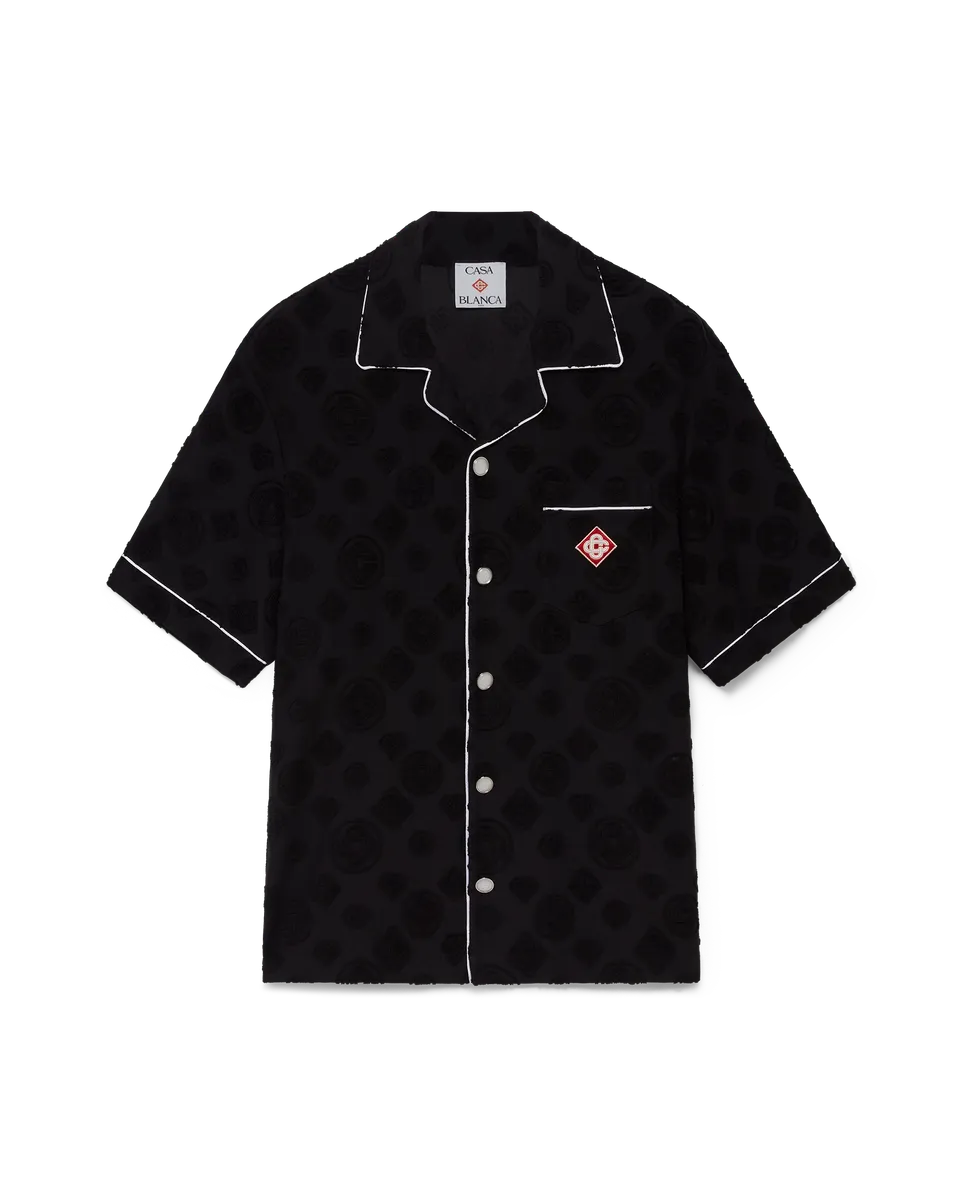 Casablanca Monogram camicia uomo nera spugna