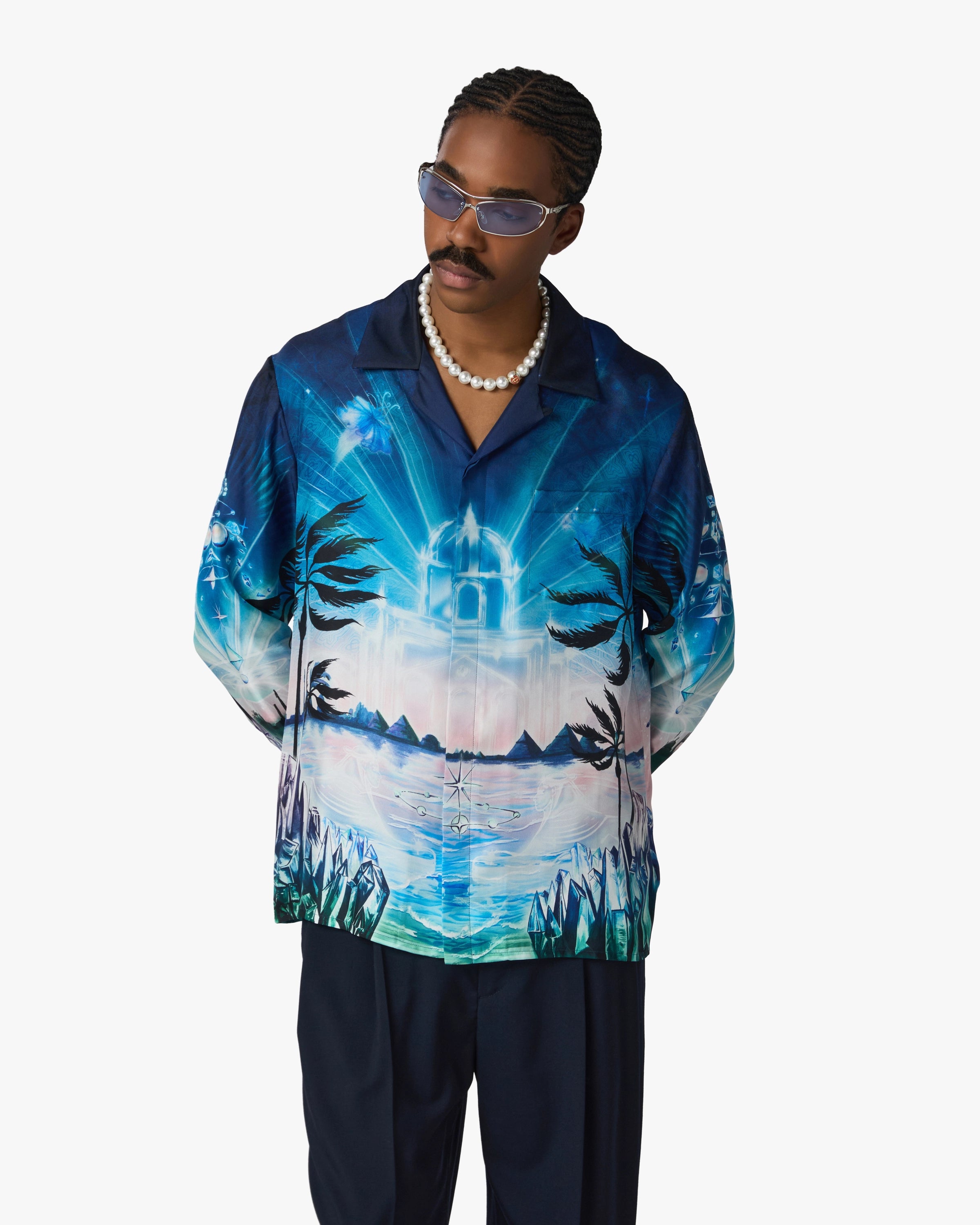 Casablanca Crystal Alchemy camicia seta multicolore manica lunga