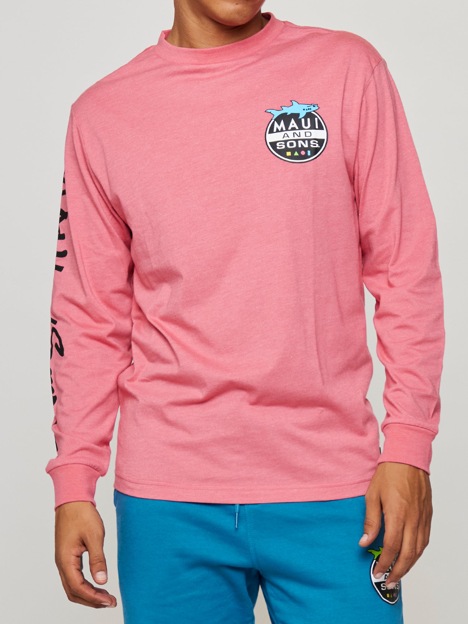 Maui and Sons Shark Invasion maglia manica lunga corallo cotone