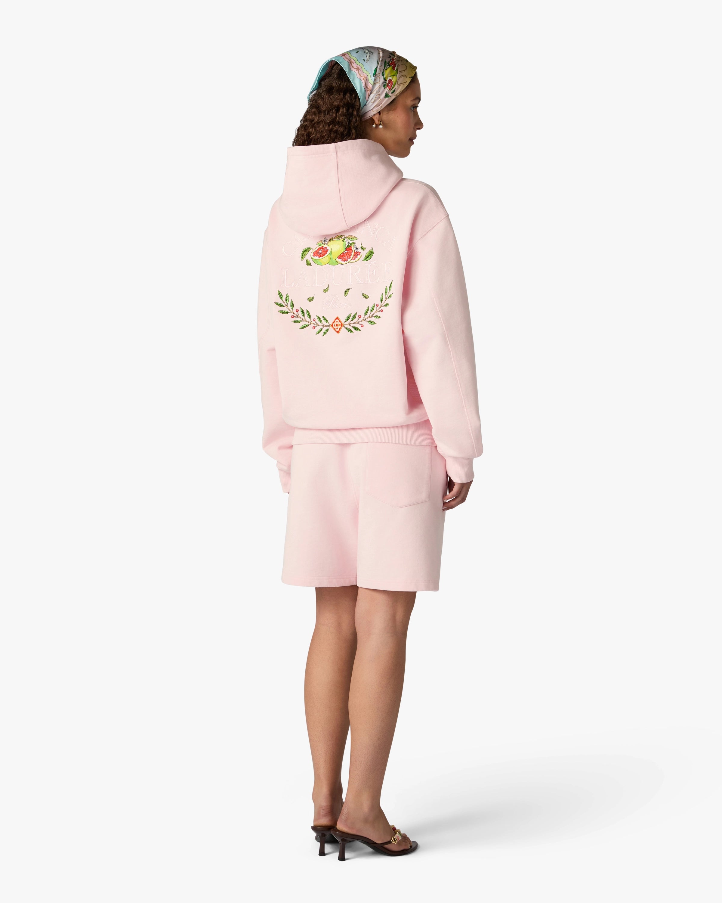 Casablanca Ladurée Felpa con Cappuccio Rosa Ricamata