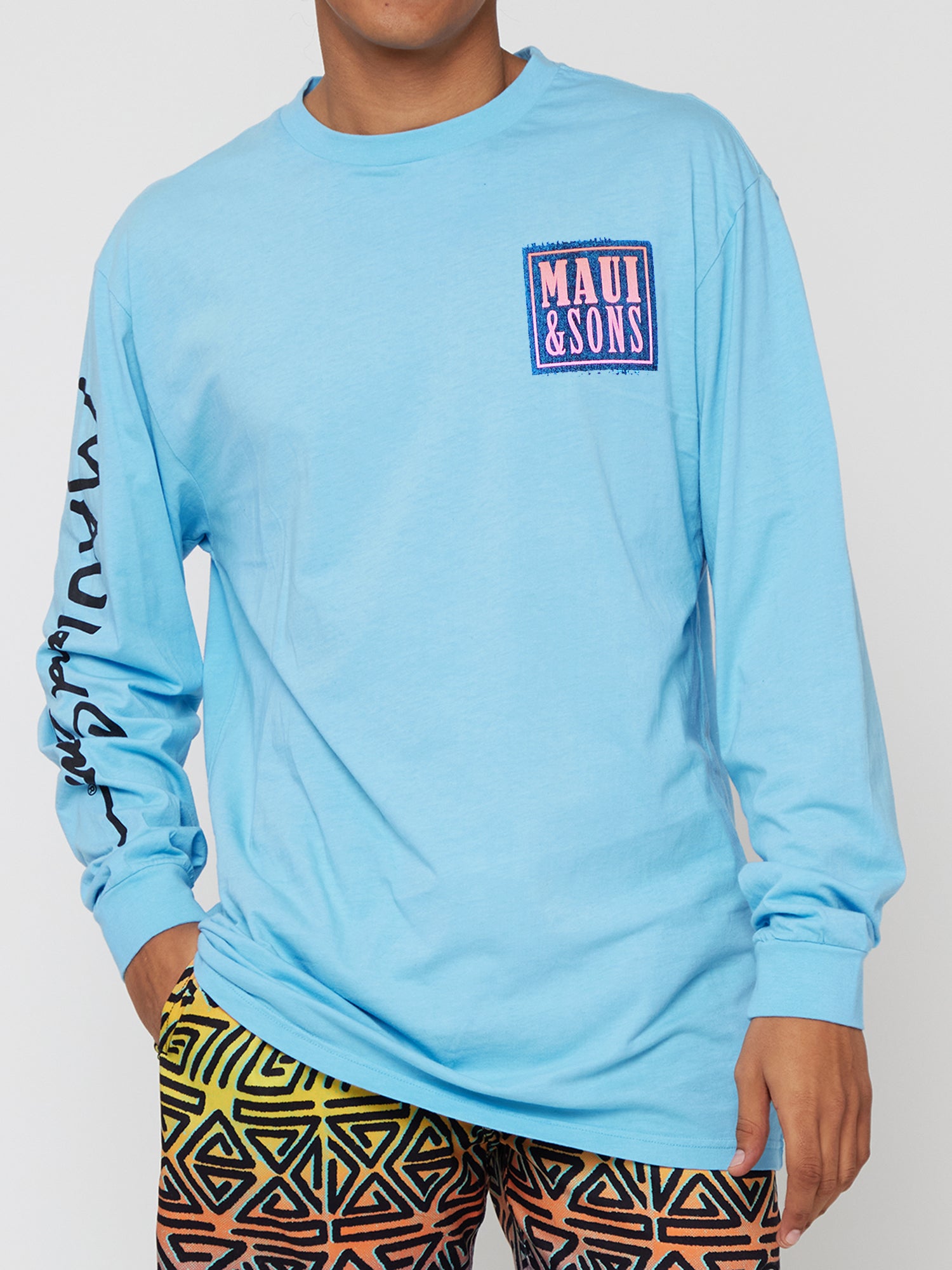 Maui and Sons Sun Board maglia manica lunga azzurra cotone