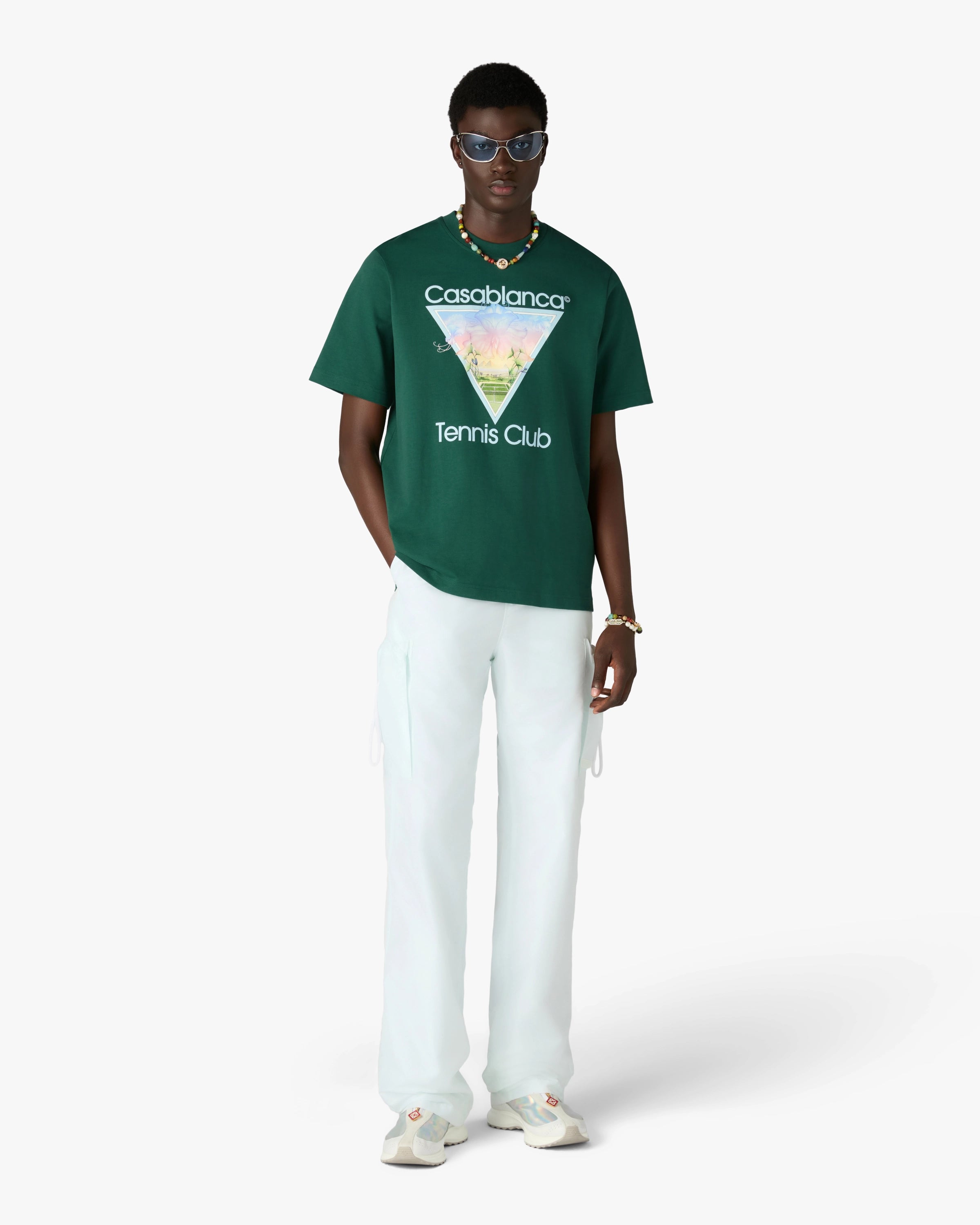 Casablanca Tennis Club Icon t-shirt verde cotone