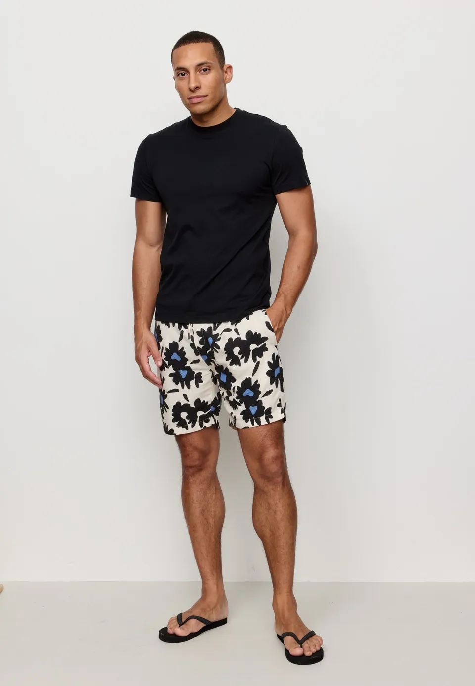 Recolution Curry Bloom shorts uomo blu lino e viscosa