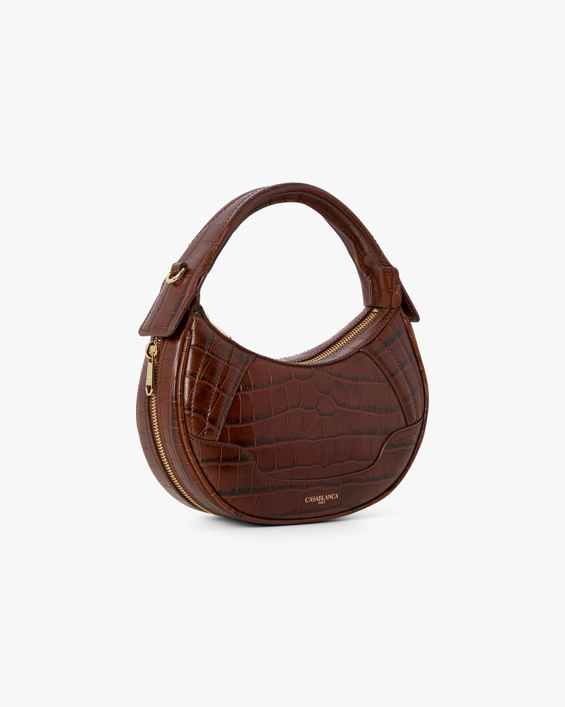 Casablanca Biker borsa pelle marrone stampa coccodrillo