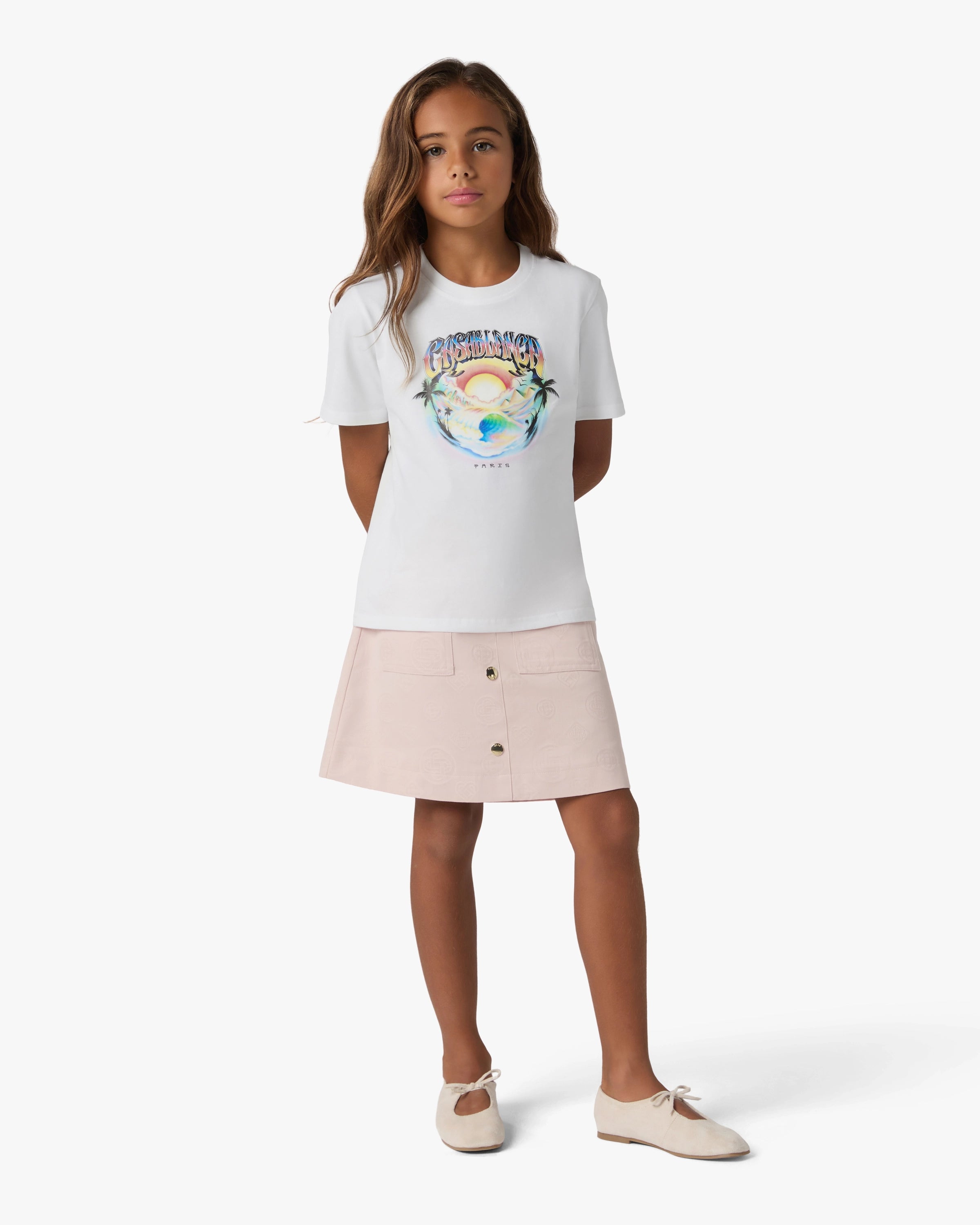 Casablanca Monogram gonna rosa bambina cotone