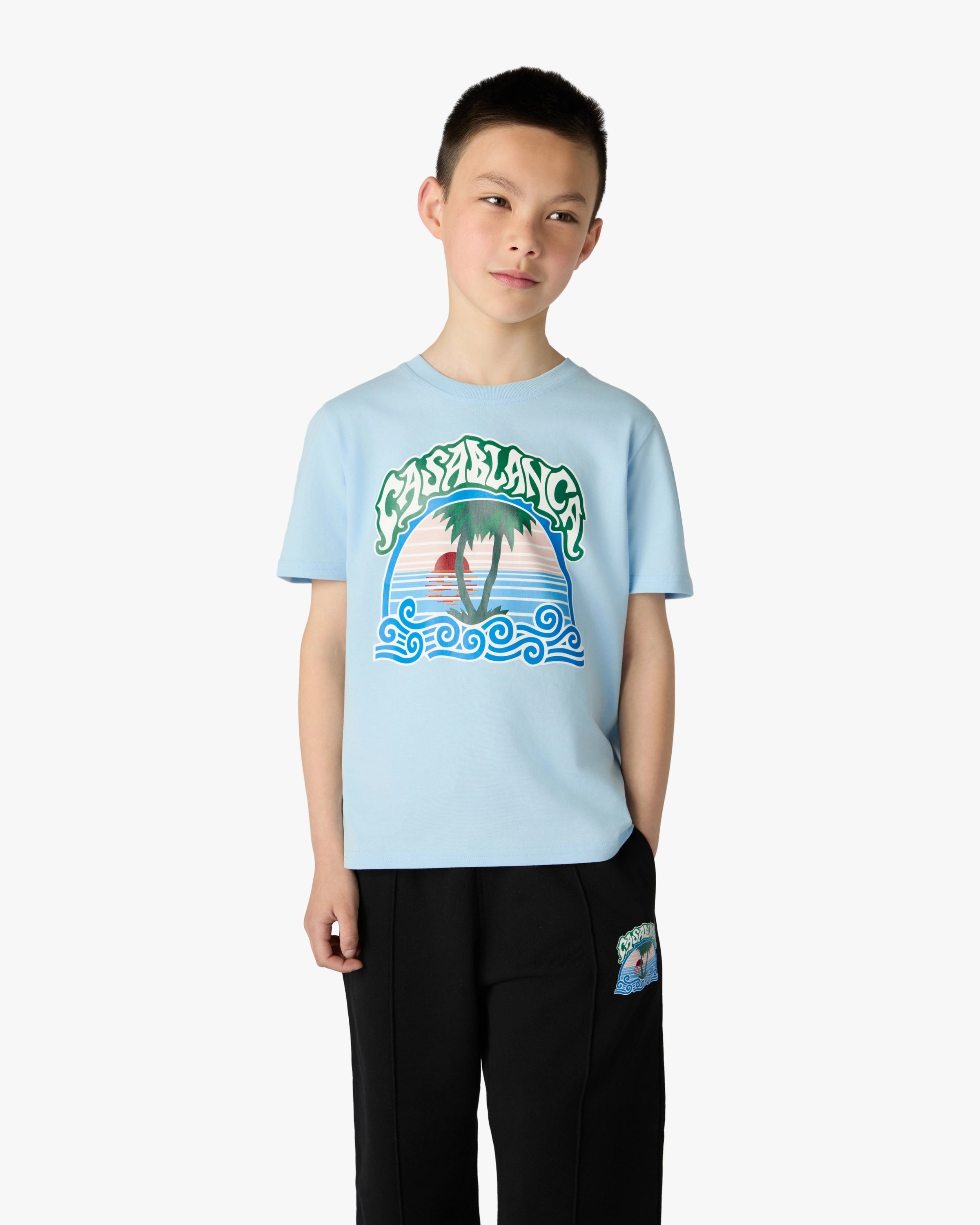 Casablanca Palm Tree maglietta bambino blu cotone bio