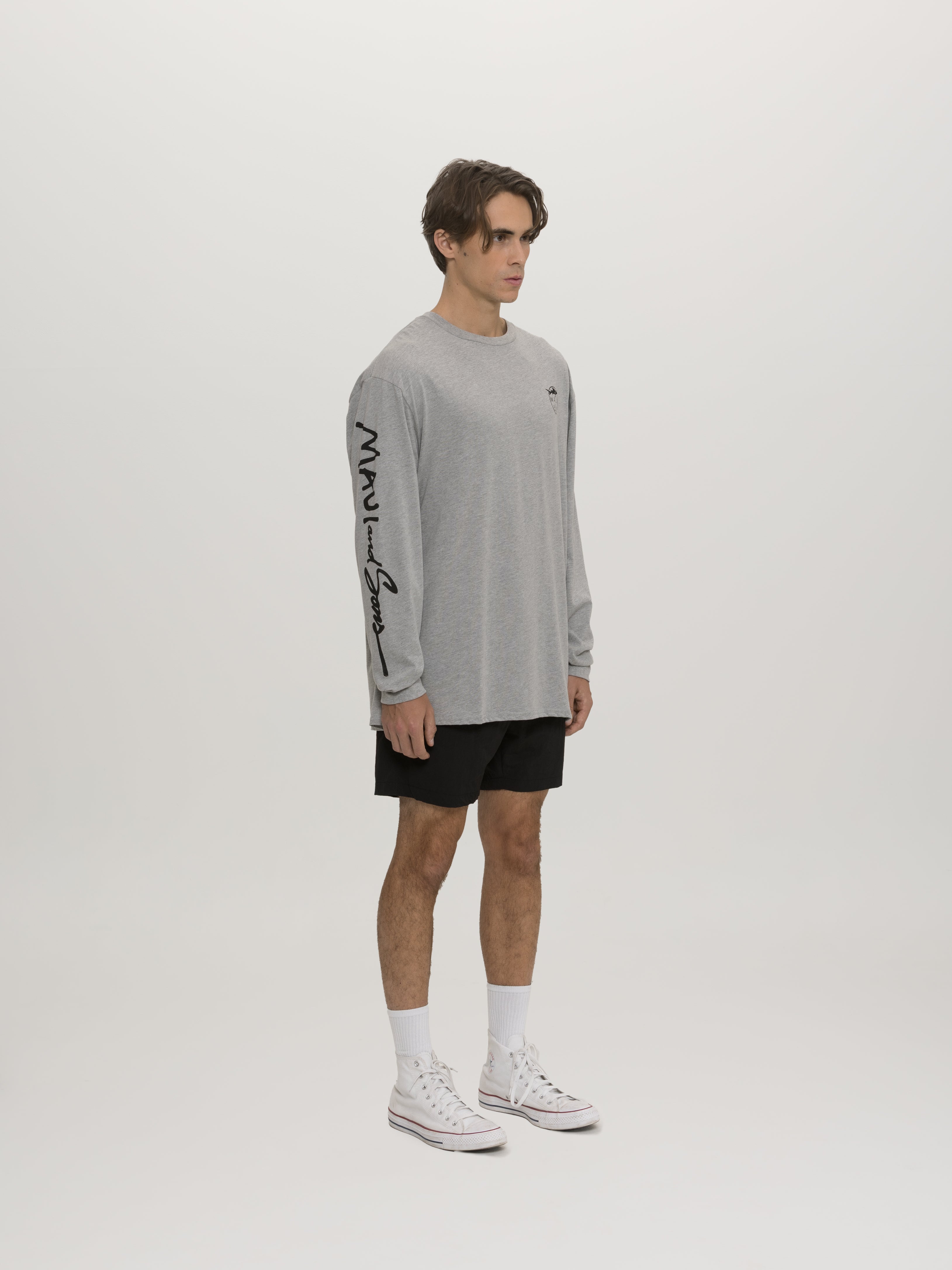 Maui and Sons Classic Shark Logo maglia manica lunga grigia