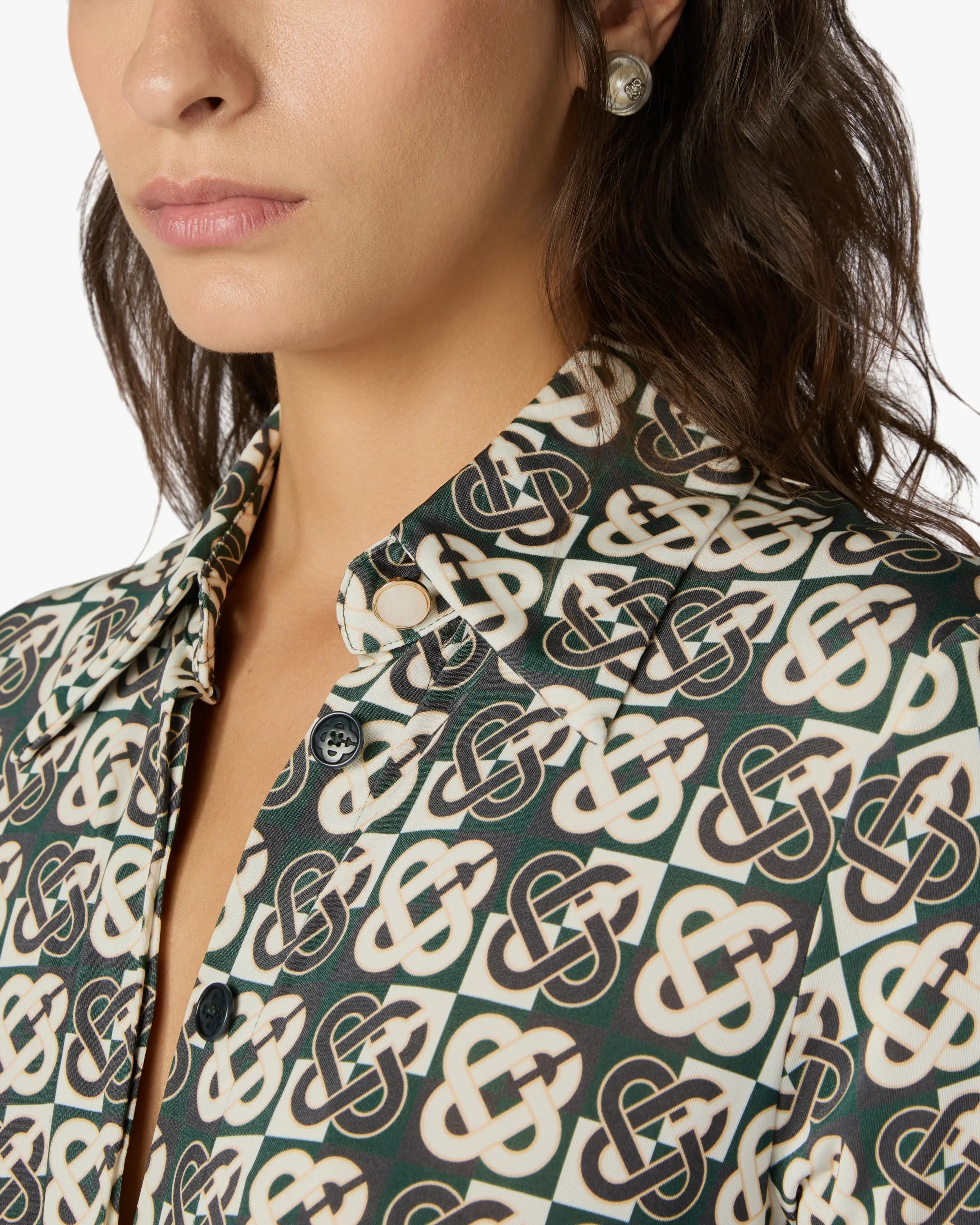 Casablanca Monogram abito midi verde navy viscosa