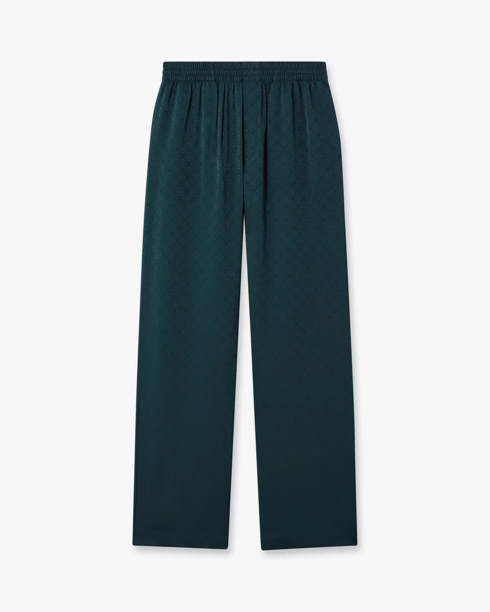 Casablanca Monogram Pantaloni verde petrolio viscosa