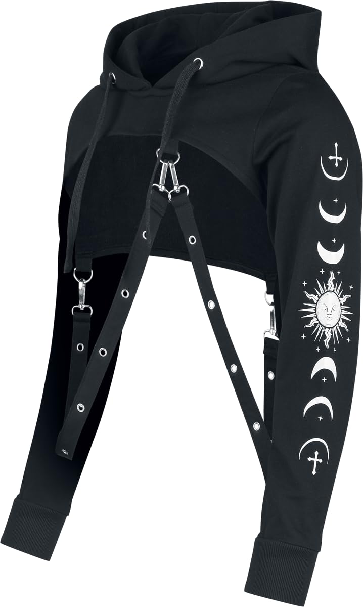 Gothicana by EMP Crop Hoodie felpa donna nero taglia L