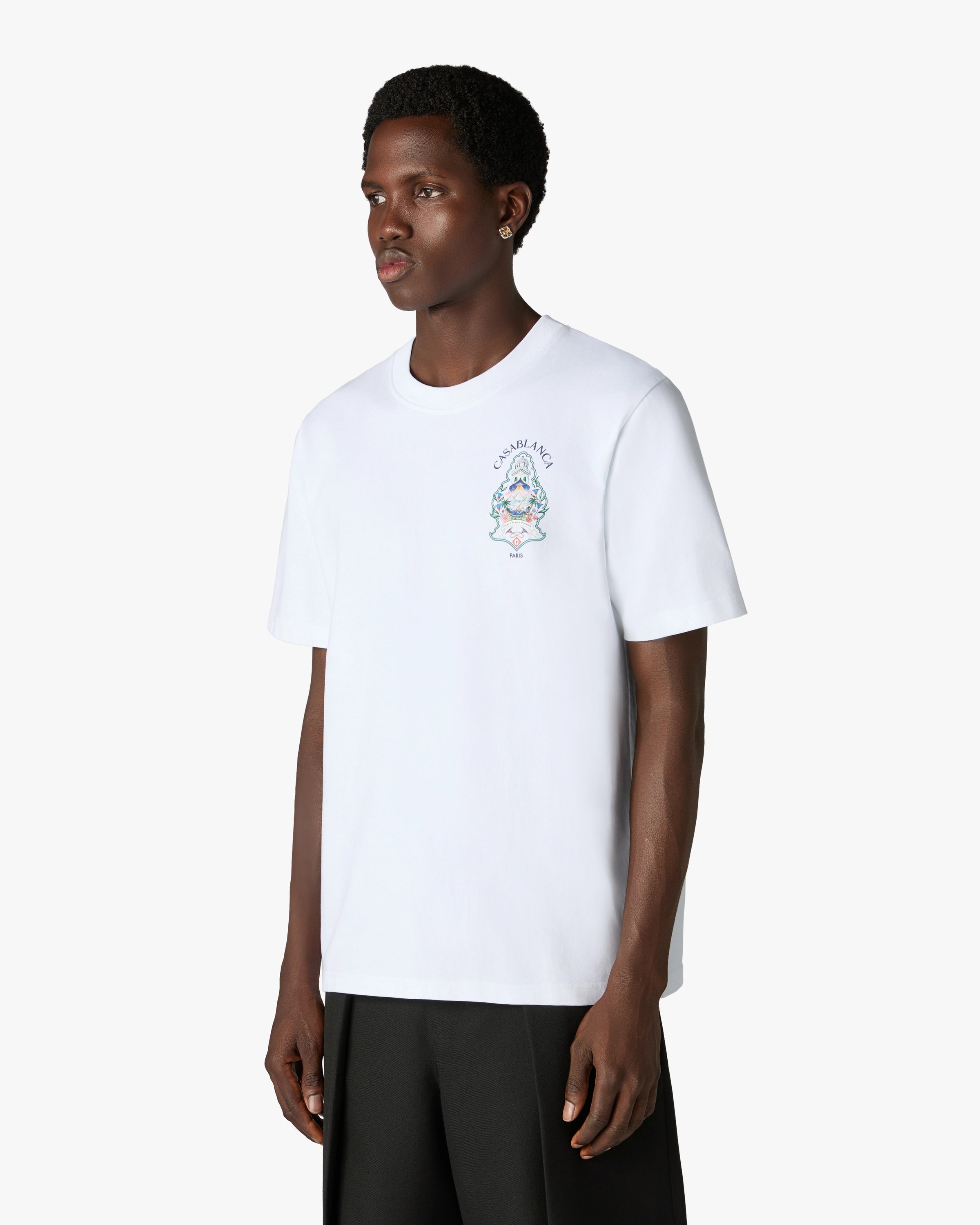 Casablanca Hotel Emblem t-shirt uomo bianca cotone
