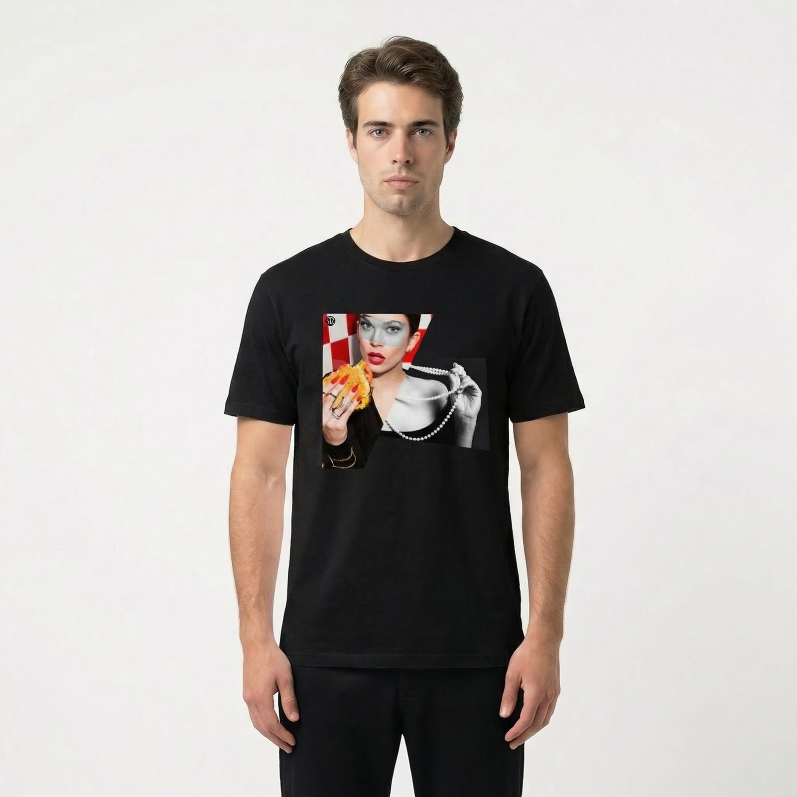 Seetees Hamburger T-shirt stampa cibo vestibilità comoda