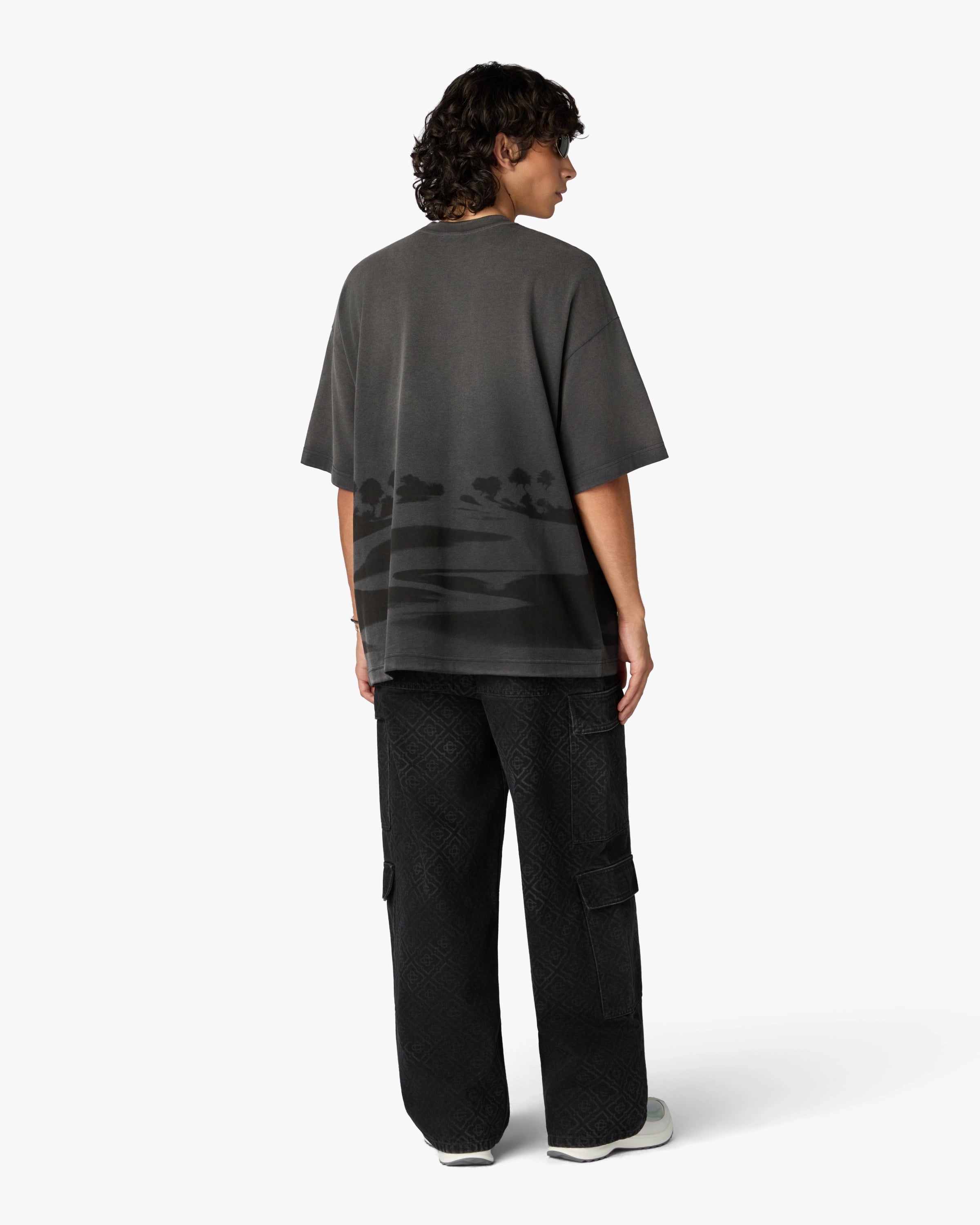 Casablanca Black Sands t-shirt nera cotone organico oversize