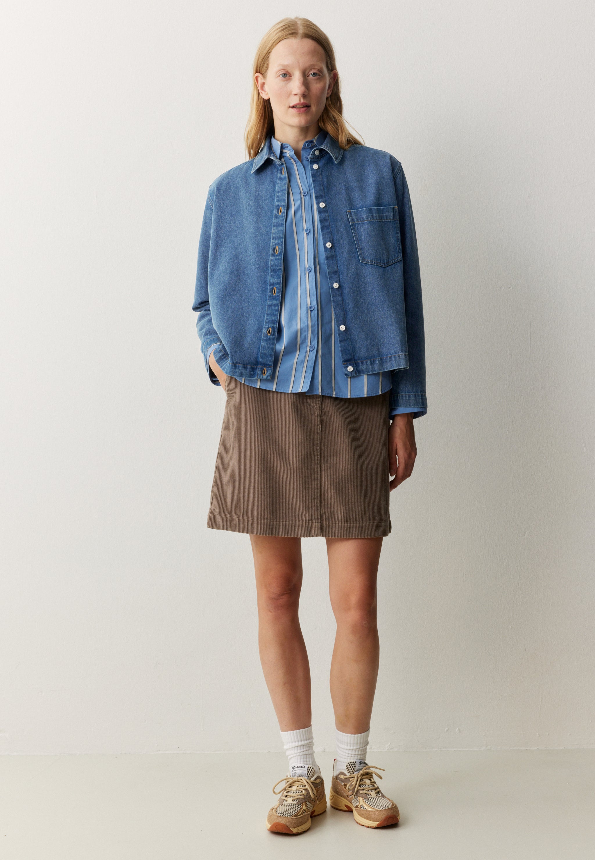 Recolution Poppy overshirt donna blu cotone bio