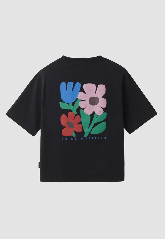 Recolution Azolla Think Positive t-shirt nera cotone bio