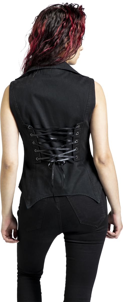 Gothicana by EMP gilet nero donna collo revers L
