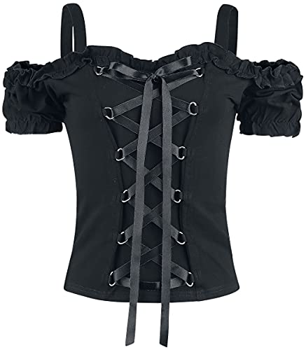 Gothicana by EMP T-Shirt Nera Allacciatura Top Taglia M Gotica