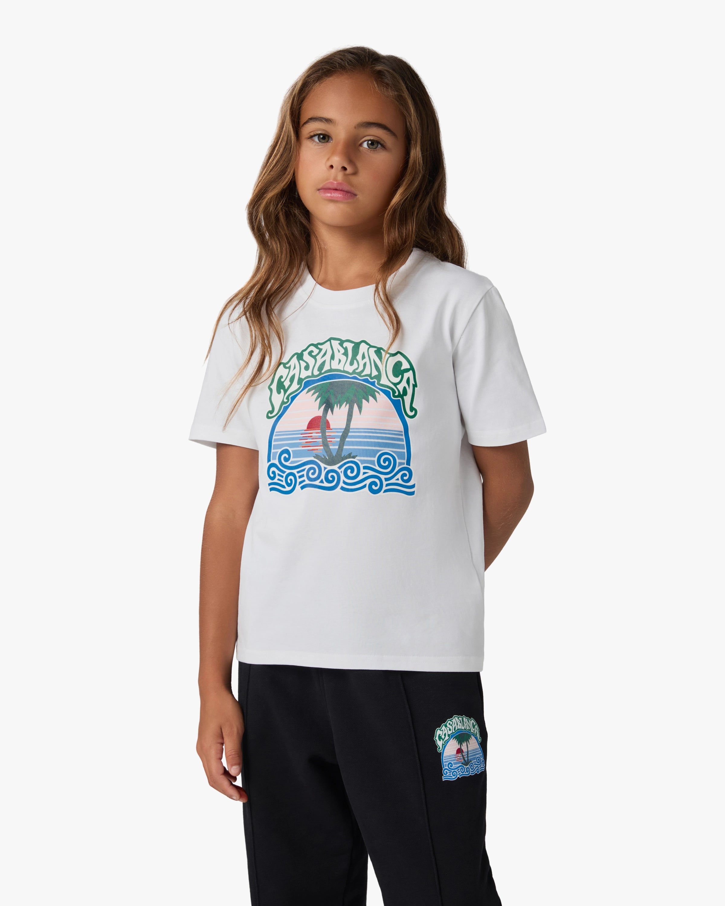 Casablanca Palm Tree t-shirt bimbo bianca cotone bio