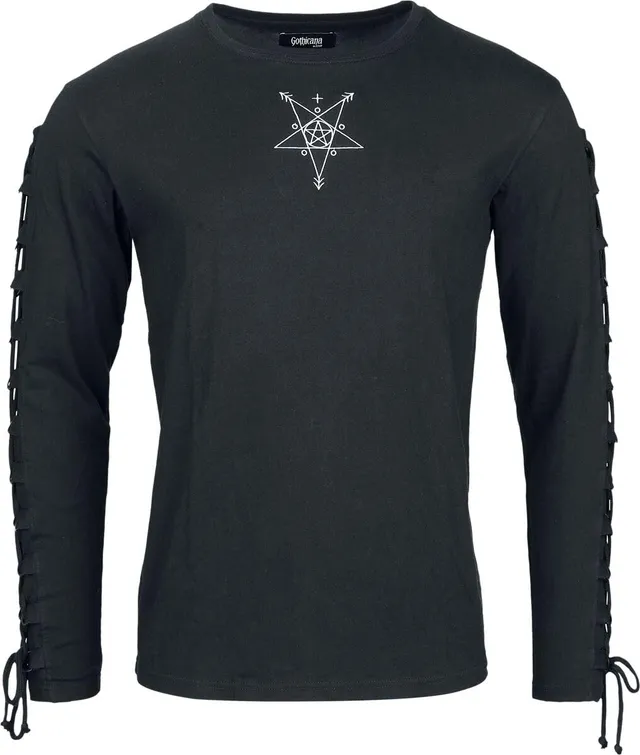 Gothicana by EMP Camicia Nera Allacciata maniche lunghe