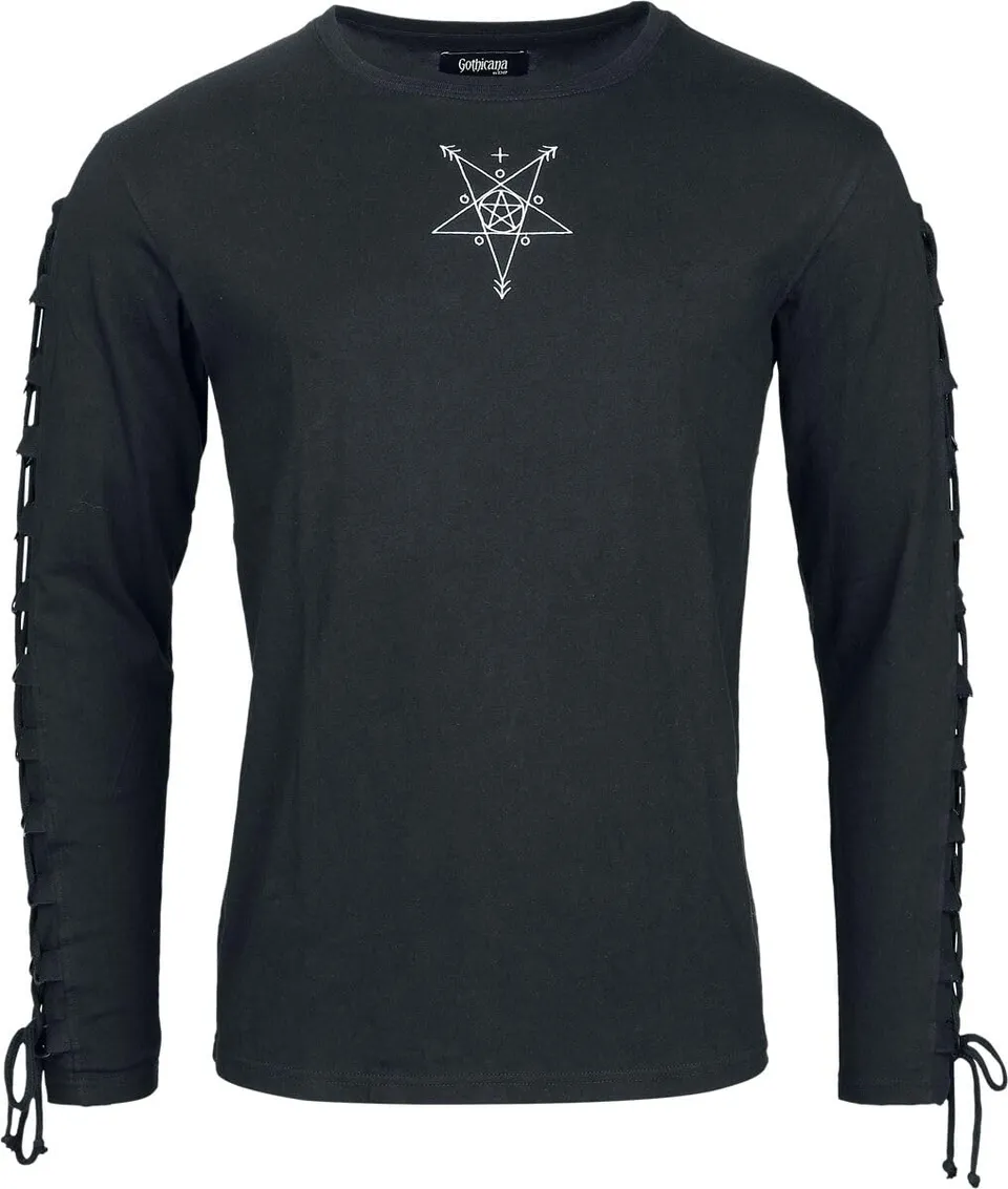 Gothicana by EMP Camicia Nera Allacciata maniche lunghe
