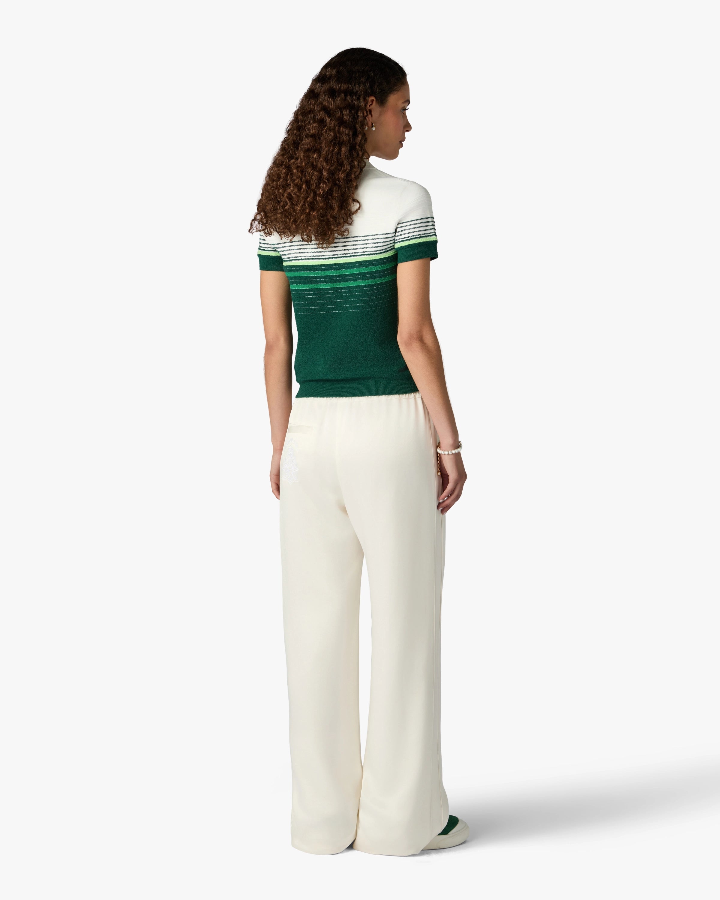 Casablanca Boucle Stripe polo verde bianca in cotone