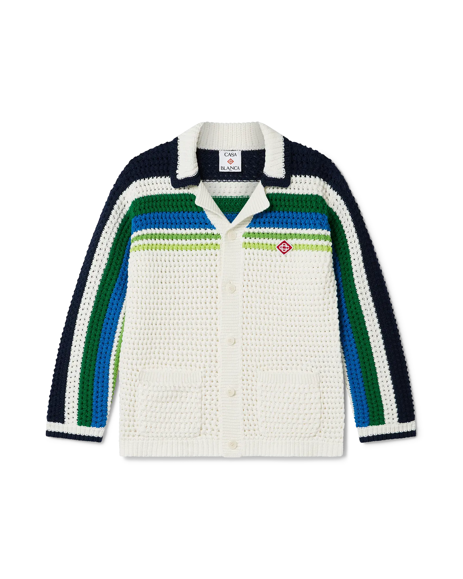 Casablanca Tennis Stripe maglia bimbo bianca maniche lunghe