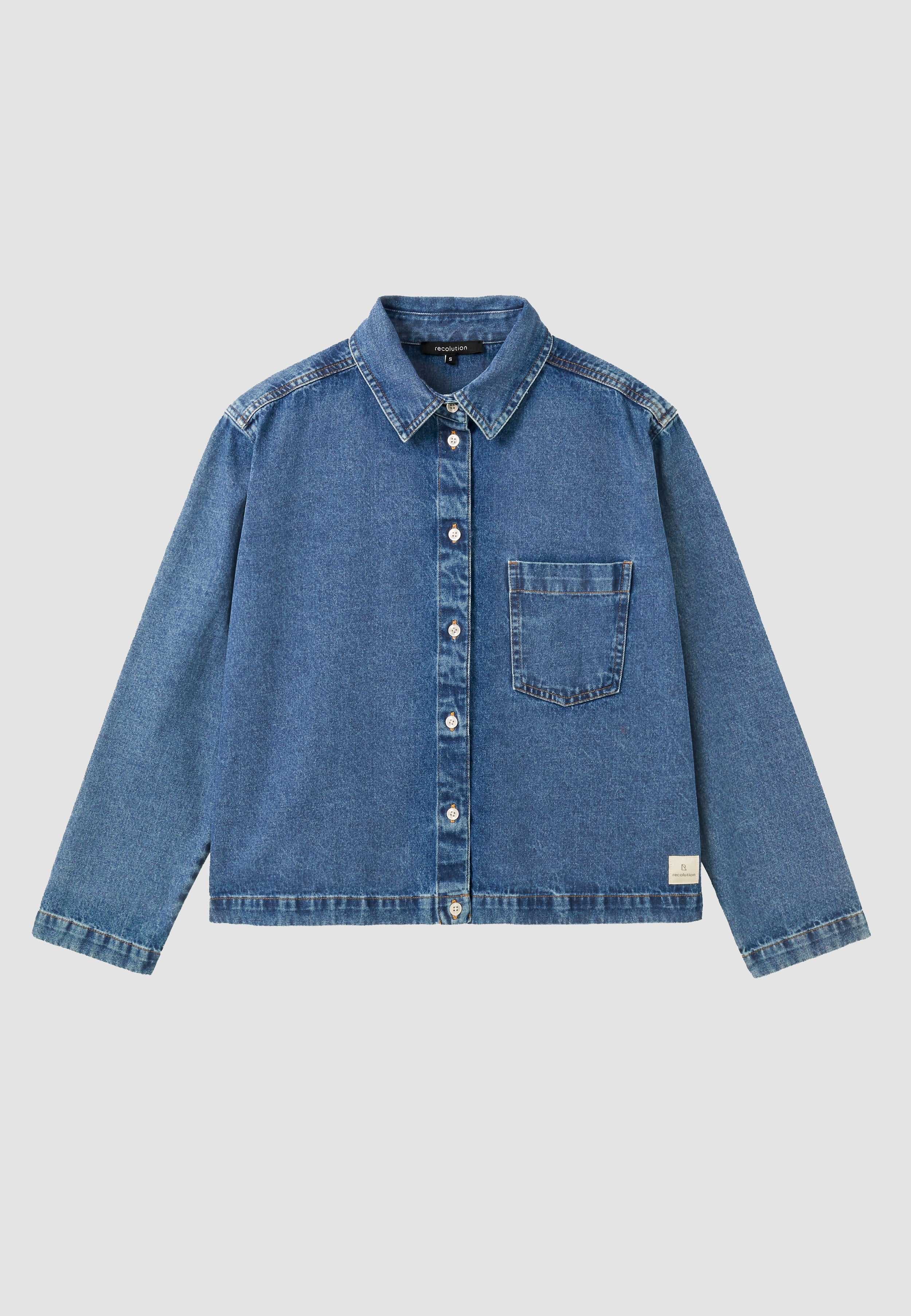 Recolution Poppy overshirt donna blu cotone bio