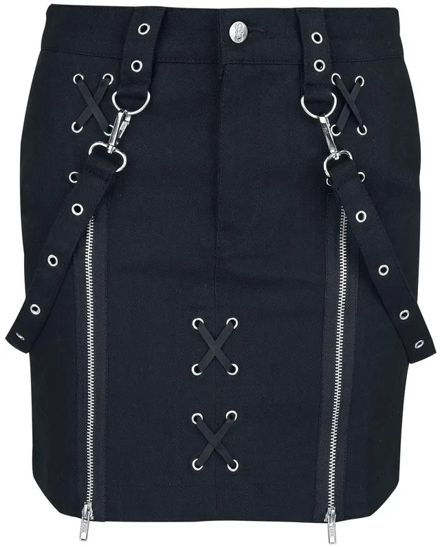 Gothicana by EMP gonna nera pizzo zip L gotica